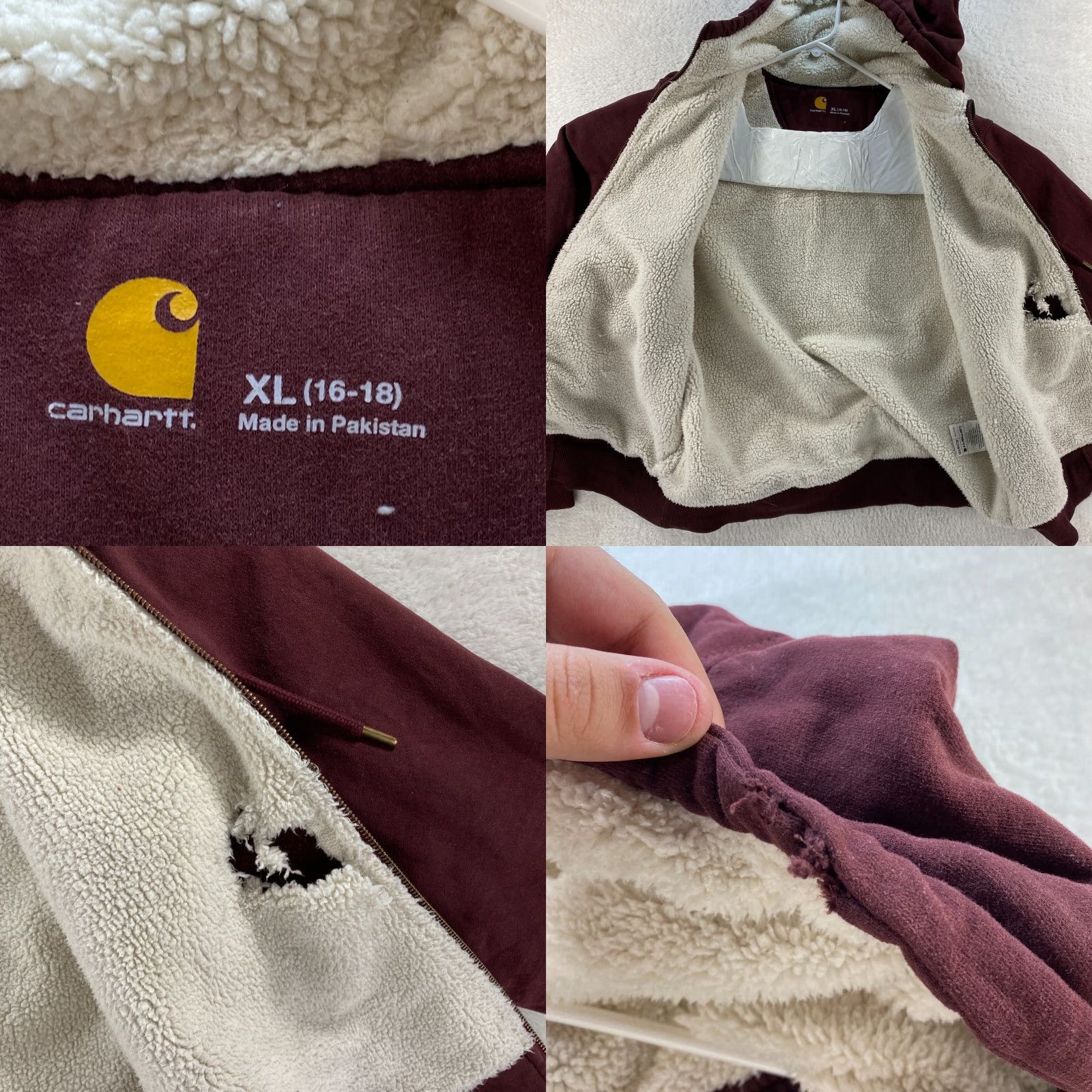 Carhartt VINTAGE Carhartt Maroon Womens XL 16-18 Hoodie Jacket Sweatshirt Sherpa Fleece Lined Full Zip Size XL / US 12-14 / IT 48-50 - 8 Thumbnail