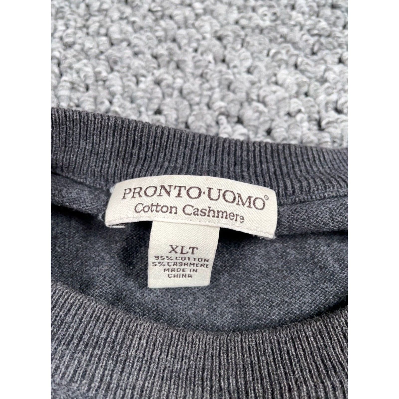 Pronto Uomo Pronto Uomo Sweater Adult XL Tall Dark Gray Cashmere Blend Check Pattern Crew Neck Lightweight Pullover Mens Size US XL / EU 56 / 4 - 3 Thumbnail