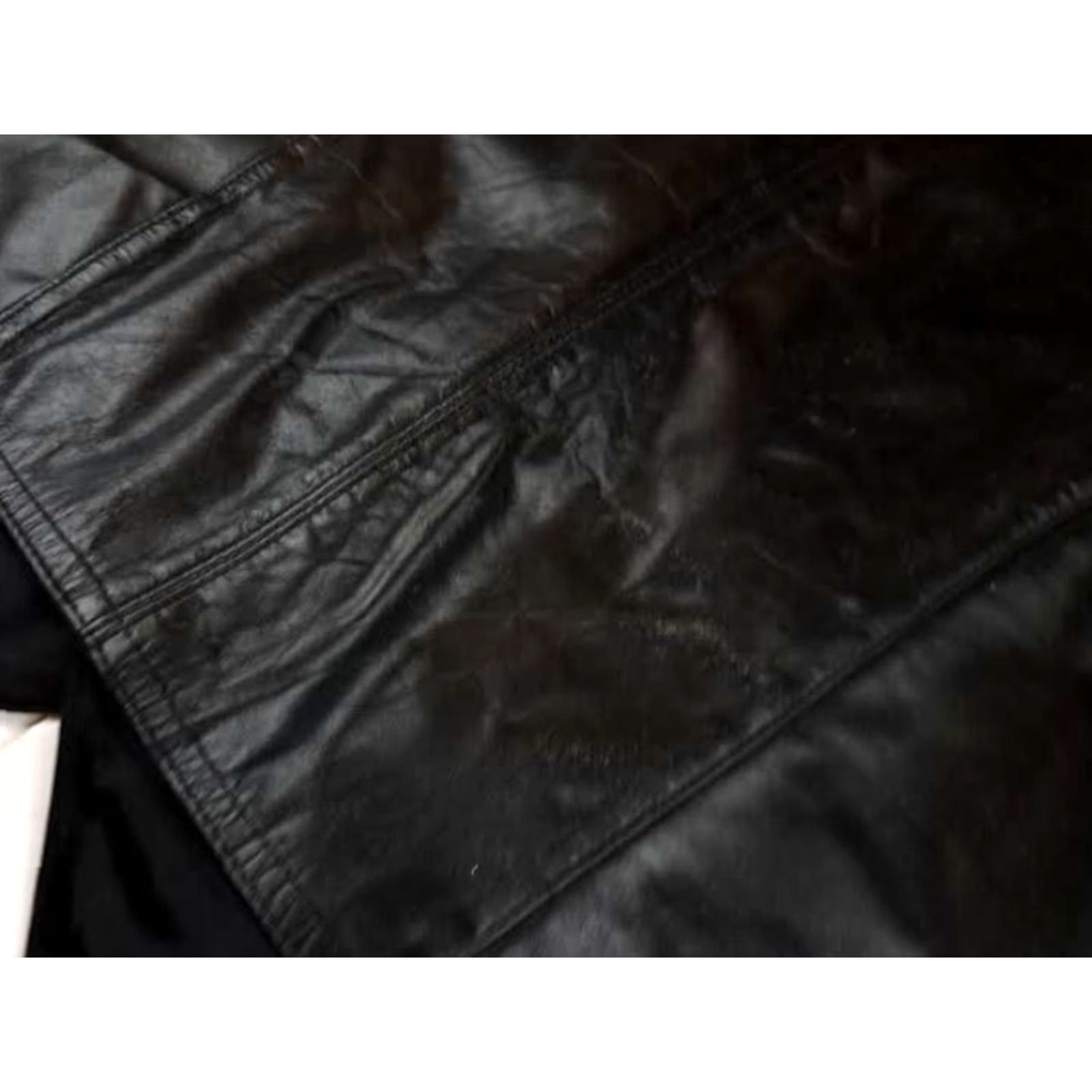 Vintage Diamond Vest Black Leather full button Diamond Denim&Leather Vest 40 Mens Biker ect. Size US XXS / EU 40 - 7 Thumbnail