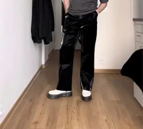 Japanese Brand Faux Leather Wide Leg Pants Trousers Size US 27 - 3 Thumbnail
