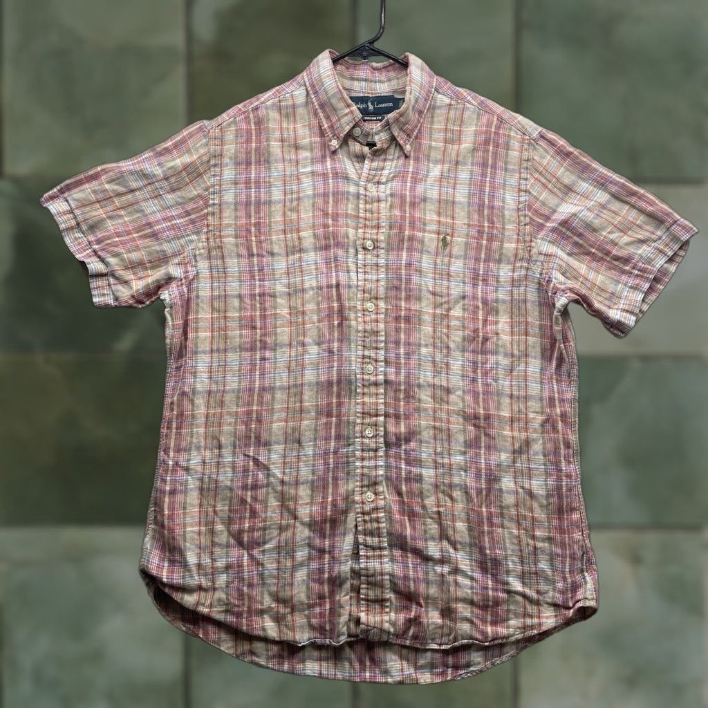 Ralph Lauren Ralph Lauren Button-Up Linen Shirt Mens L Multicolor Plaid Short Sleeve Classic Fit Size US L / EU 52-54 / 3 - 1 Thumbnail