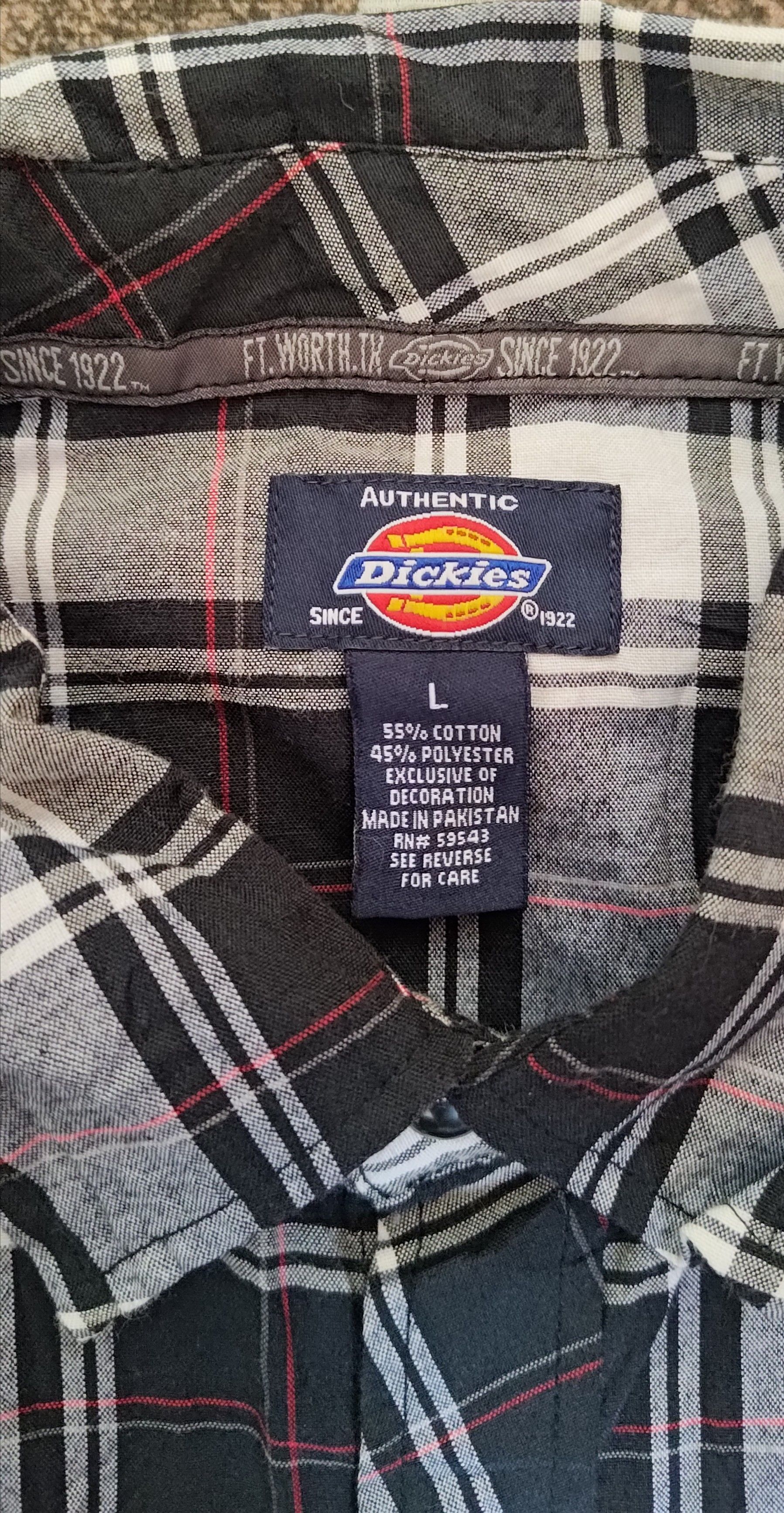 Dickies Dickies Short Sleeve Black Plaid Button Down Shirt Size US L / EU 52-54 / 3 - 3 Thumbnail
