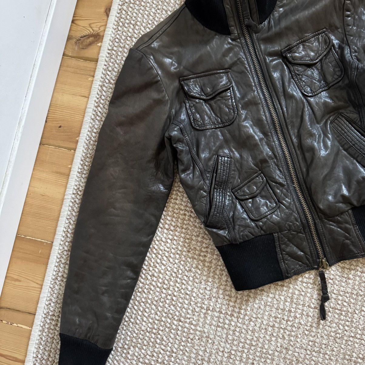 Emporio Armani Armani Jeans Vintage Cropped Leather Y2K Bomber Jacket Size S / US 4 / IT 40 - 6 Thumbnail