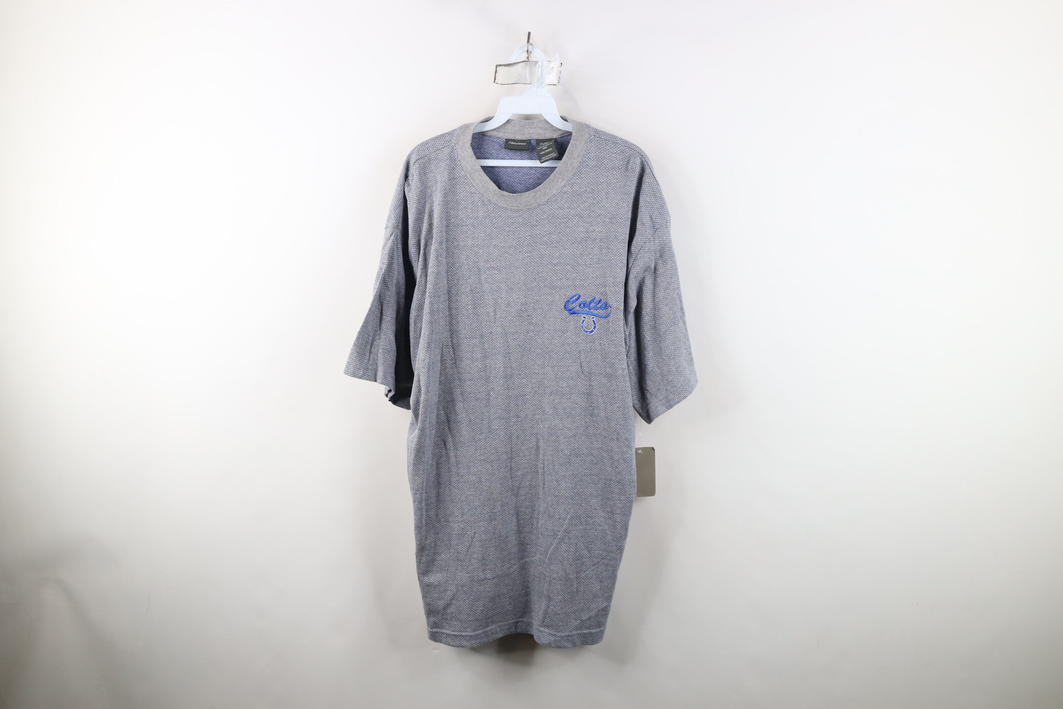 Vintage Deadstock Vintage 90s Y2K Colts Football Knit T-Shirt Size US L / EU 52-54 / 3 - 1 Thumbnail