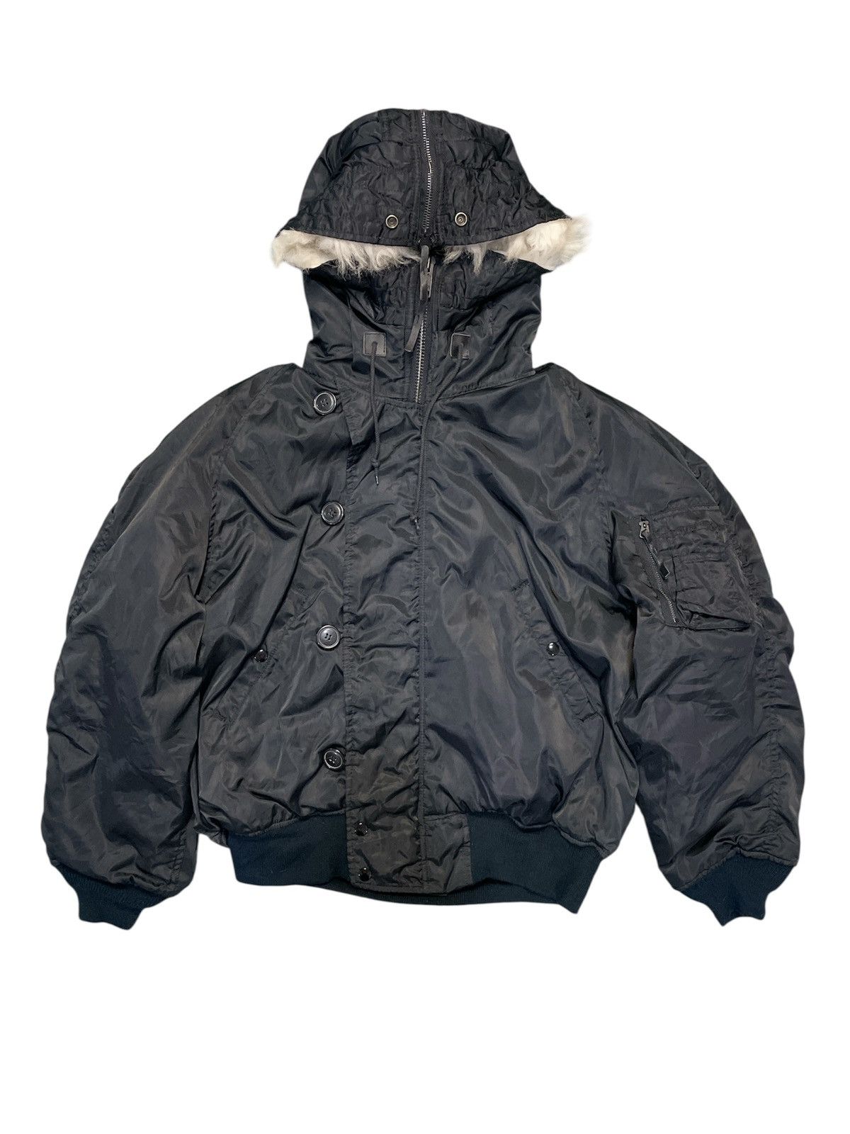 ジャケット・アウター used fade N-2B hooded bomber jacket Vintage ALPHA INDUSTRIES N-2B Flying Mans Fur Hooded Parka
