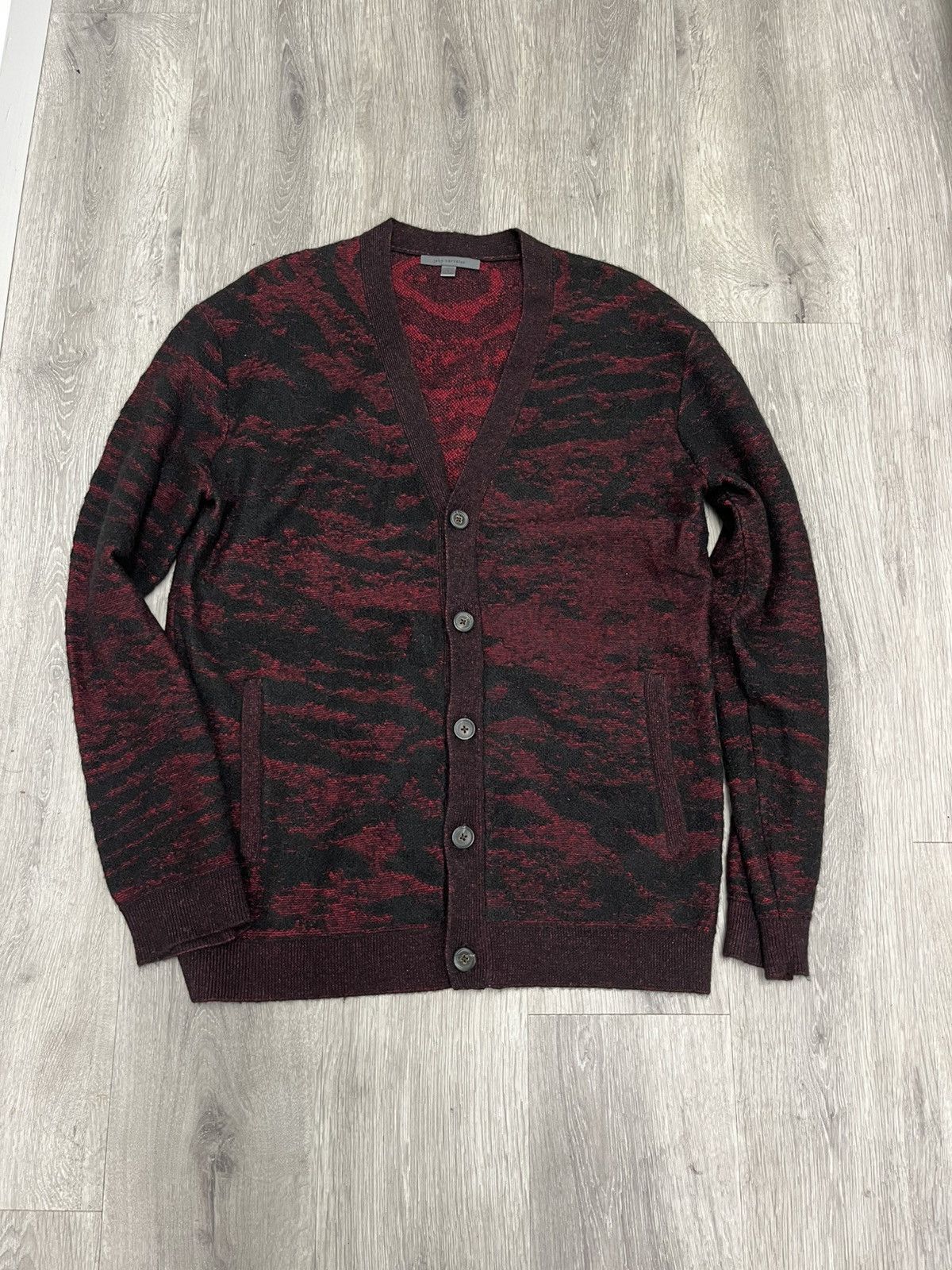 John Varvatos Distressed zebra jacquard cardigan. Large Size US L / EU 52-54 / 3 - 7 Thumbnail