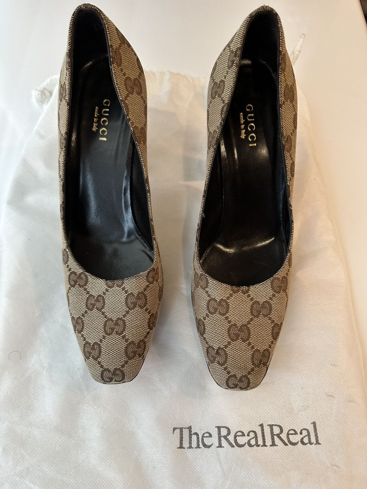 Gucci Gucci Beige and Brown GG Canvas Women's Pumps Size US 6 / IT 36 - 1 Thumbnail