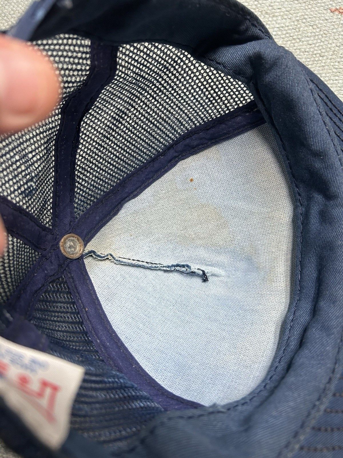 Vintage Vintage 80s trucker hat blank navy blue made in USA SnapBack Size ONE SIZE - 7 Thumbnail