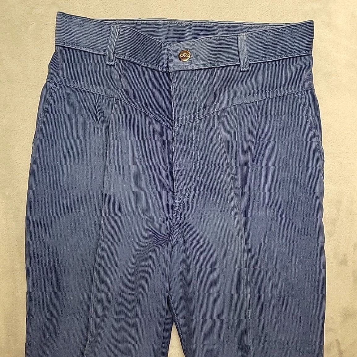 Vintage VINTAGE CHIC PANTS Womens 14 Blue Corduroy Pleated High Rise 70s Retro Casual Size 36" / US 14 / IT 50 - 3 Thumbnail