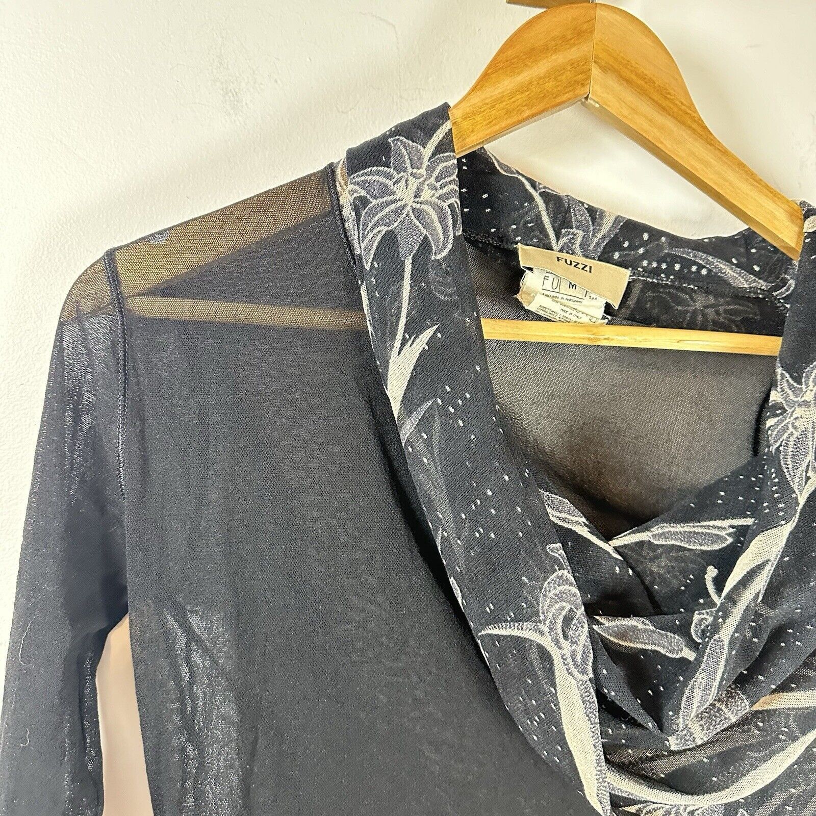 FUZZI FUZZI Jean Paul Gaultier Black Sheer Mesh Long Sleeve Top M Size L / US 10 / IT 46 - 5 Thumbnail