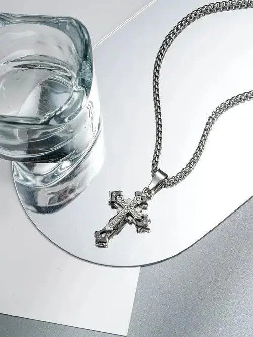 Jewelry Retro Punk Vintage Cross Rhinestone Necklace Chain Size ONE SIZE - 2 Thumbnail