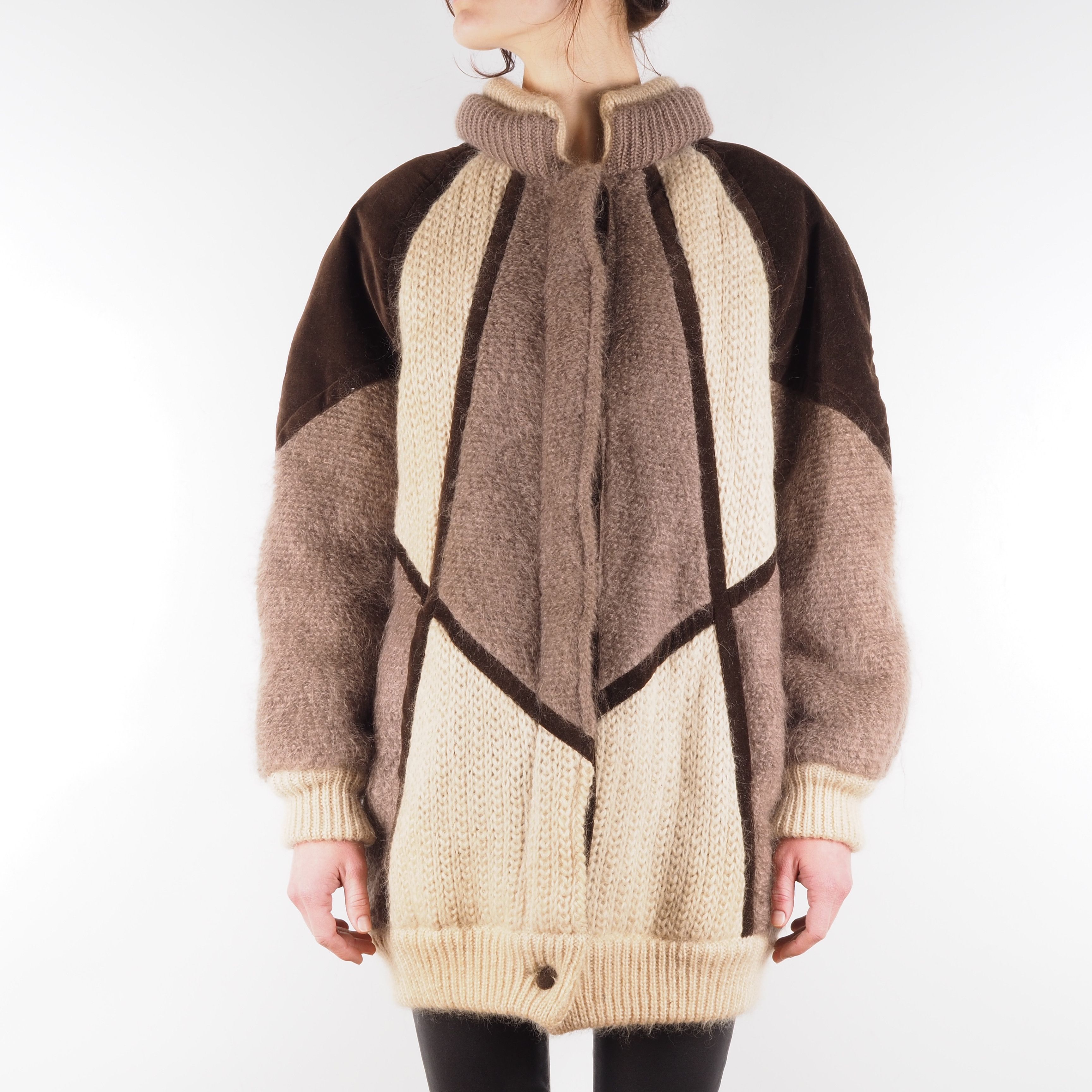image of Les Copains Tricots Vintage Mohair Alpaca Jacket Overcoat, Women's