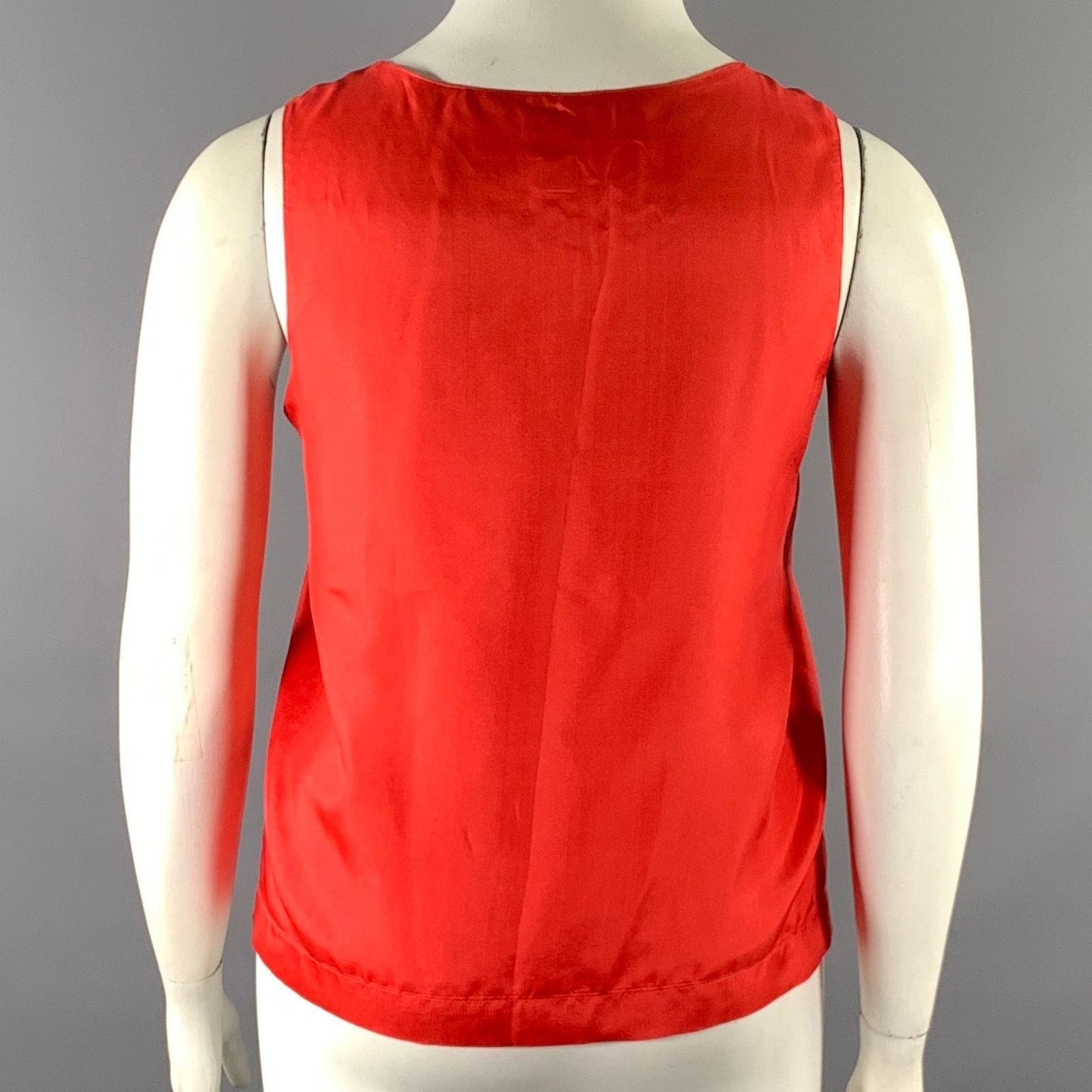 Hermes HERMES Size 8 Red Silk Tank Casual Top Size M / US 6-8 / IT 42-44 - 3 Thumbnail