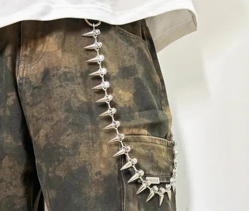 Jewelry Silver Spiked Wallet Chain Accessory for Pants, Punk Style Size ONE SIZE - 2 Thumbnail