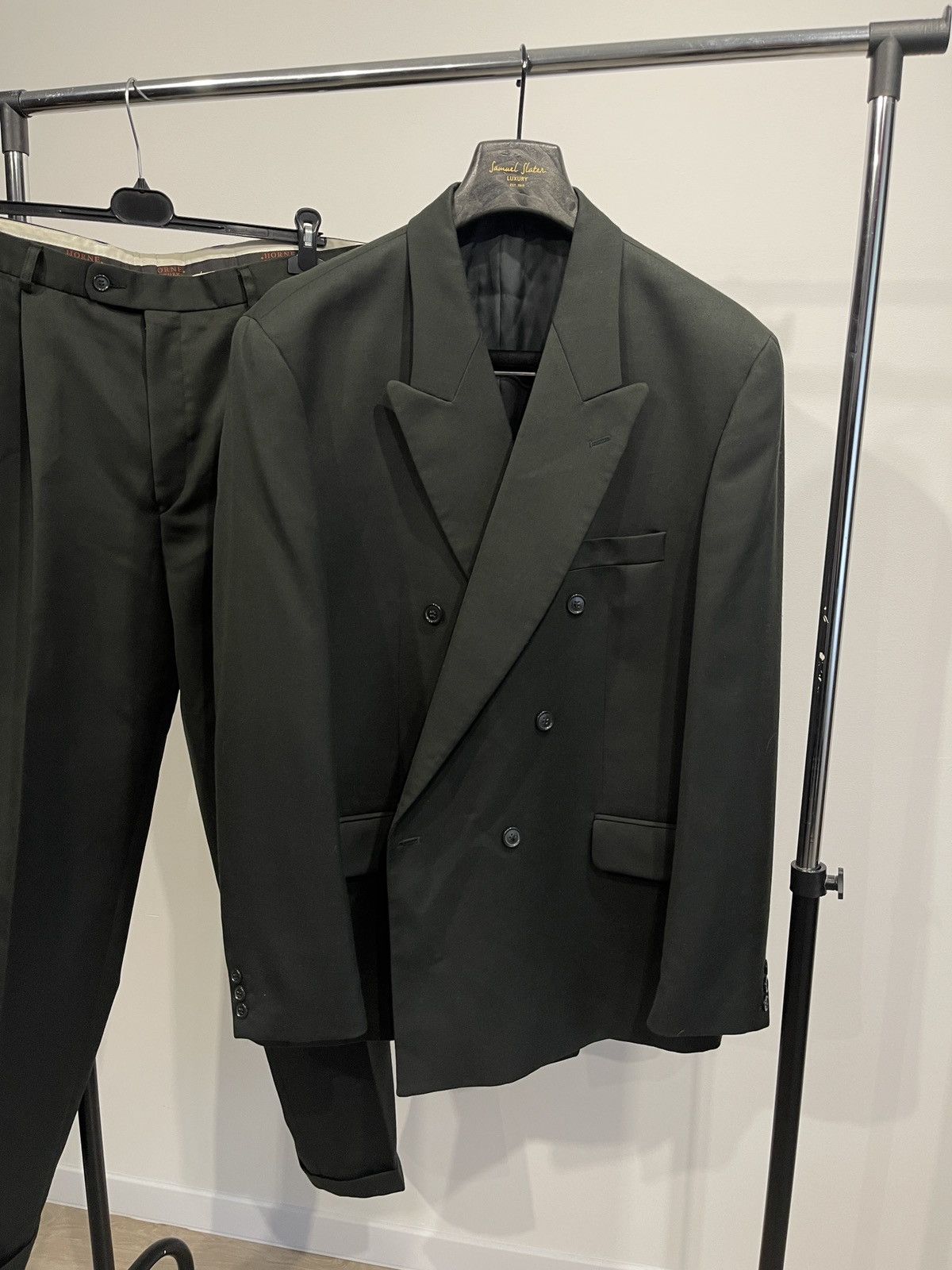 Vintage Vintage classic suit double-breasted khaki blazer trousers Size 46R - 2 Thumbnail