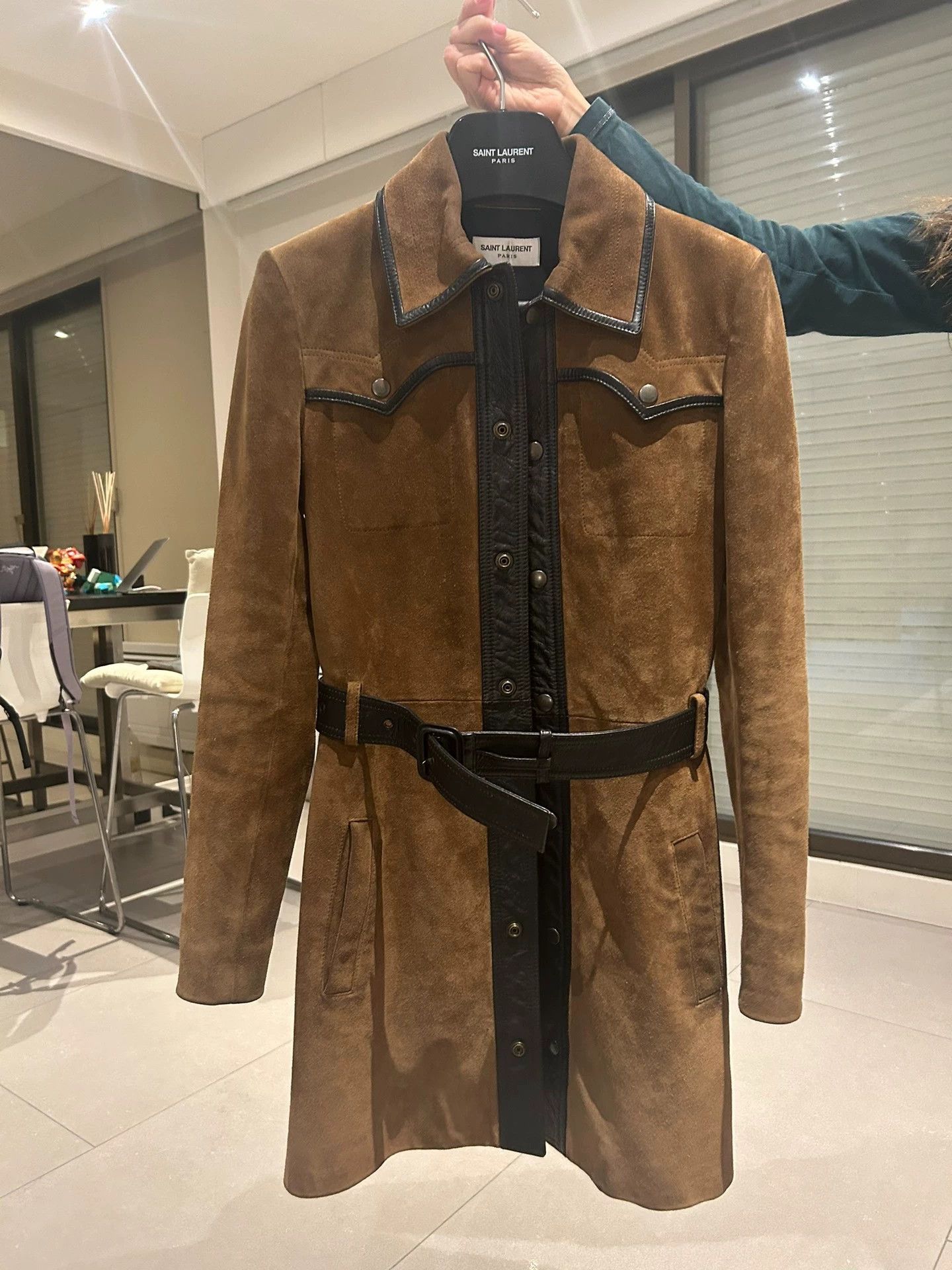 Saint Laurent Paris Saint Laurent Paris Brown leather coat Size US XXS / EU 40 - 1 Thumbnail