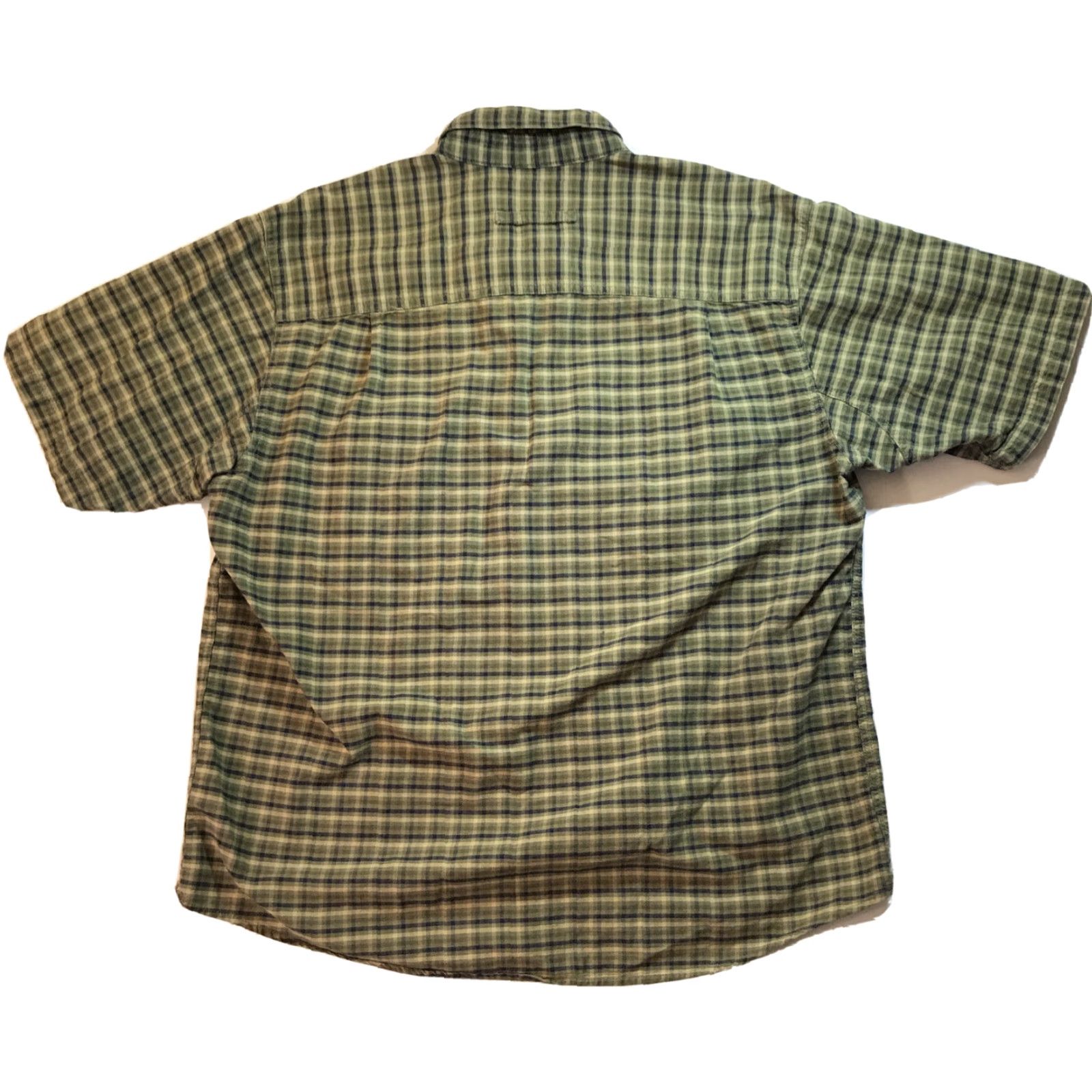 Vintage VINTAGE Woolrich Plaid Knit Short Sleeve Button-Up Shirt Adult Large Green Blue Tan 90s Outdoor Mens Size US L / EU 52-54 / 3 - 6 Thumbnail