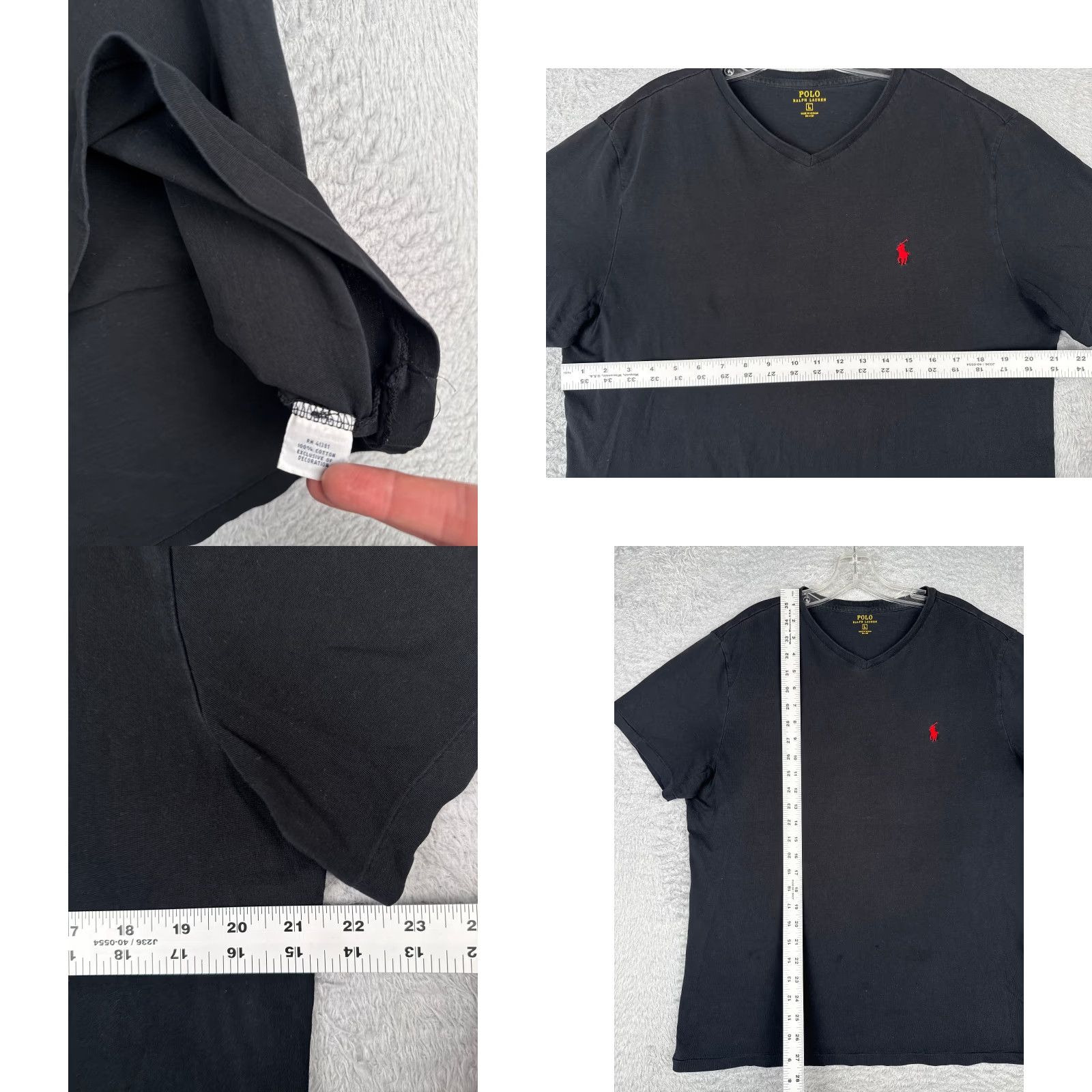 Ralph Lauren VINTAGE Polo Ralph Lauren Shirt Adult Large Black V-Neck 100% Cotton Short Sleeve READ Size US L / EU 52-54 / 3 - 8 Thumbnail