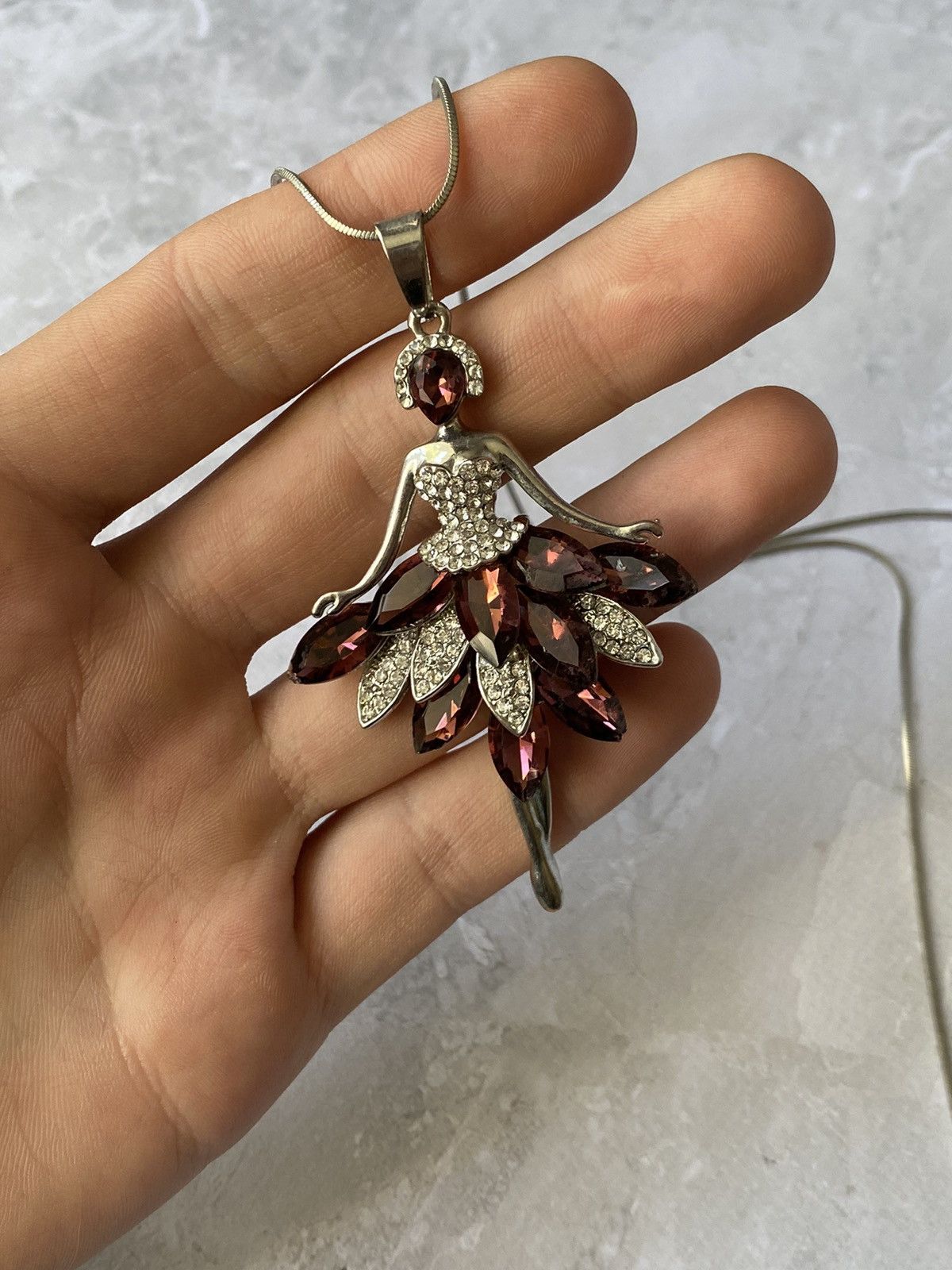 Jewelry × Vintage Ballerina Pendant Necklace Crystals Vintage Size ONE SIZE - 4 Thumbnail