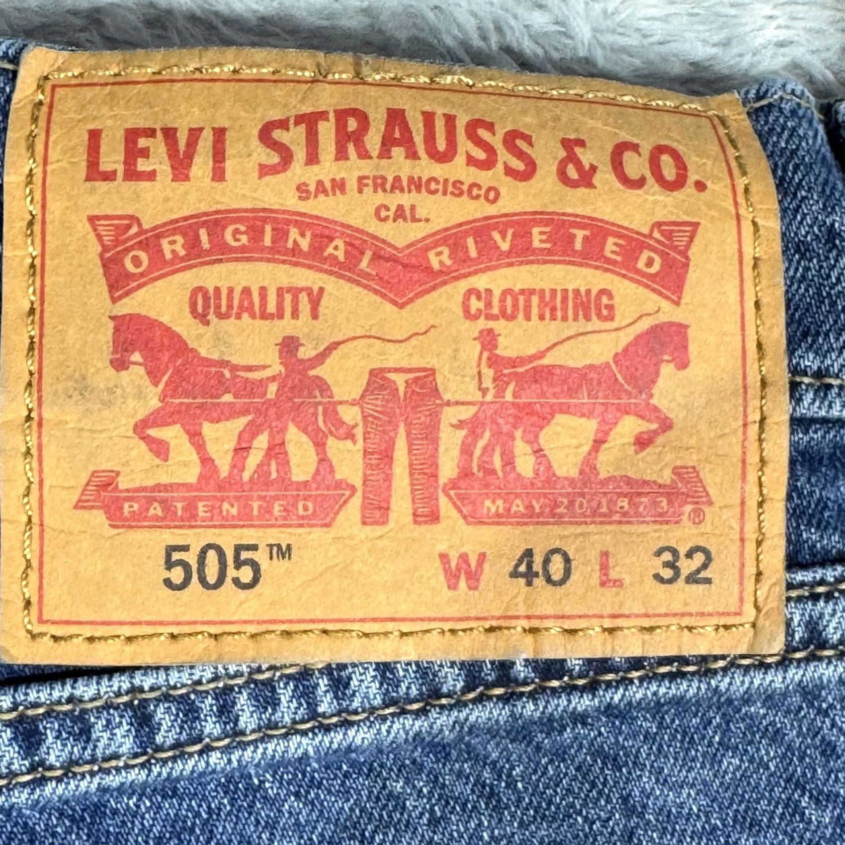 Levi's Levi'S 505 Jeans Mens 40x32 Blue Regular Fit Straight Leg Zip Fly Denim - 505 Classic - Shop Now Size US 40 / EU 56 - 3 Thumbnail