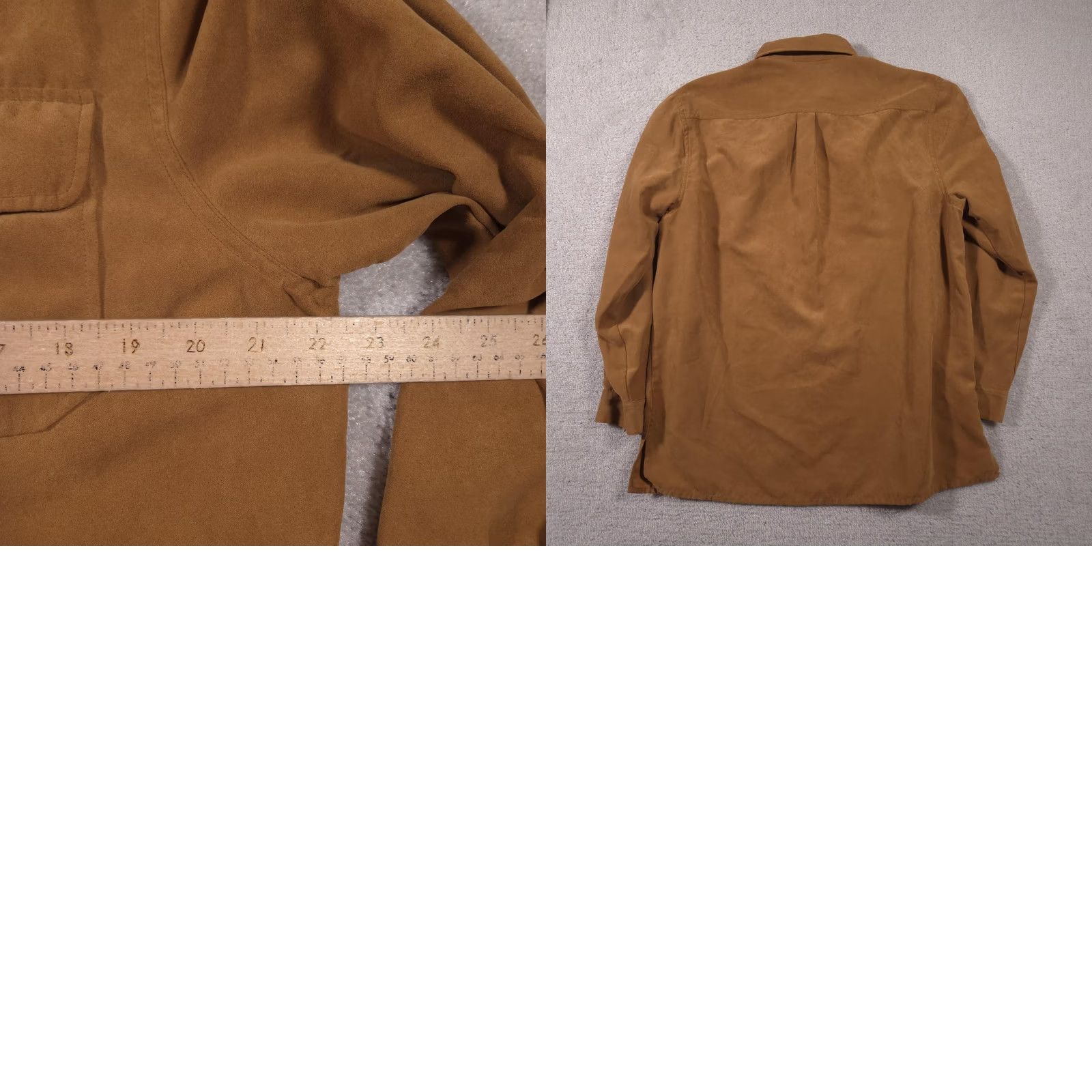 Vintage White Stag Shirt Womens Large Brown Faux Suede Button Front Long Sleeve Pockets Size L / US 10 / IT 46 - 9 Thumbnail