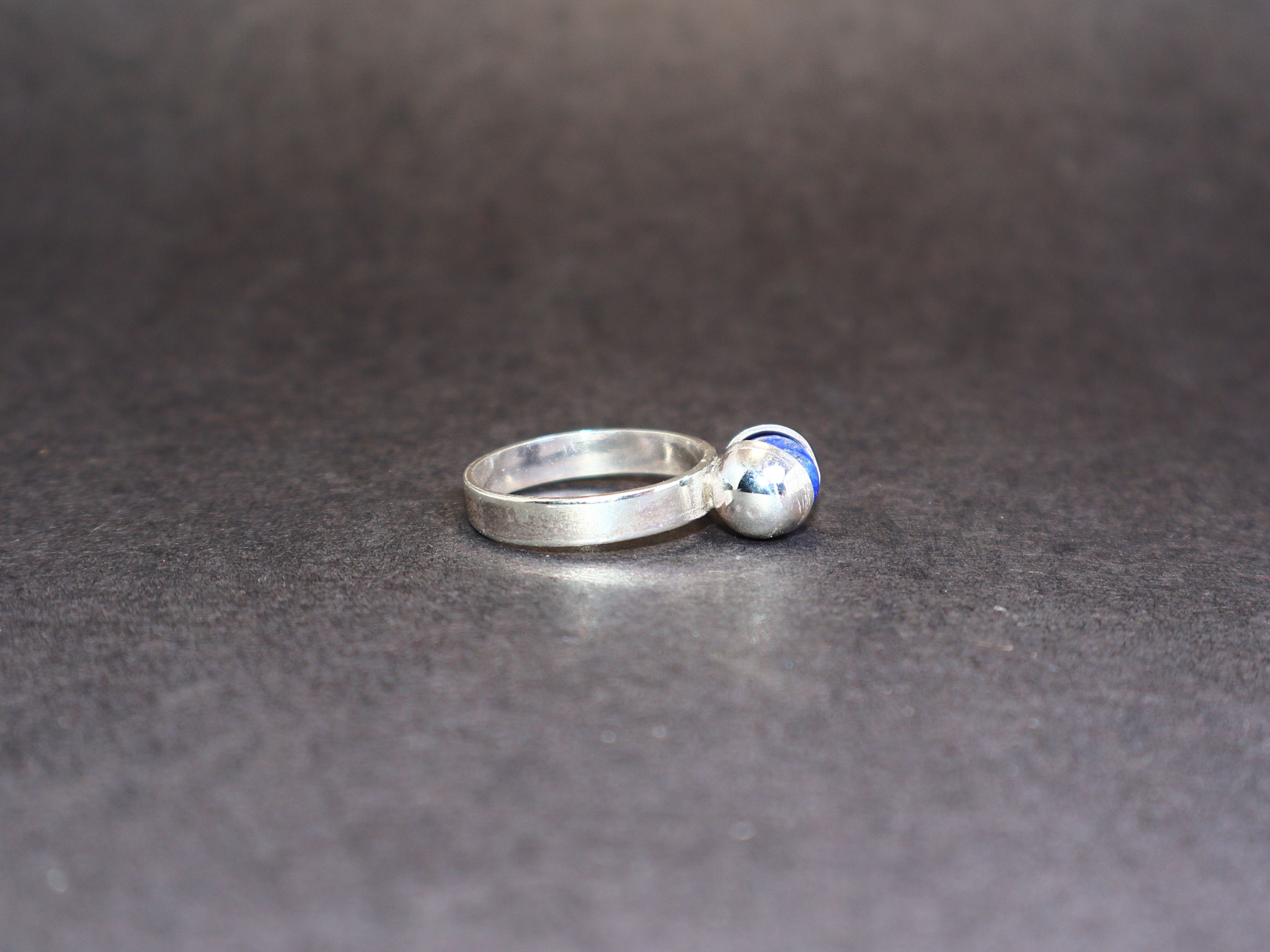 Handmade Lapis Lazuli Ring, Sterling Silver Handmade Gemstone Ring, Size ONE SIZE - 3 Thumbnail