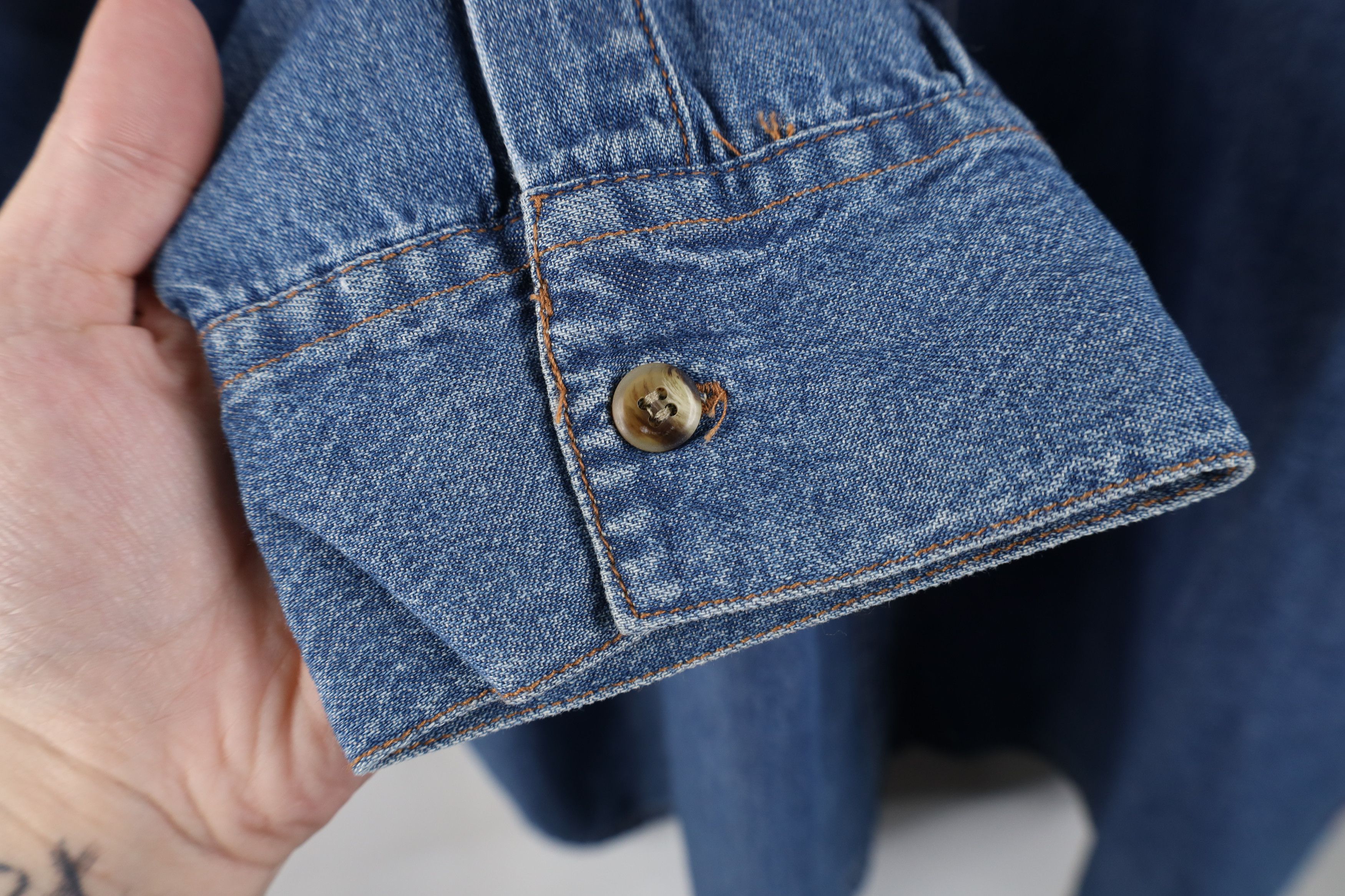 Vintage Vintage 90s Streetwear Collared Denim Jean Button Shirt Size 3XL / US 20-22 - 6 Thumbnail
