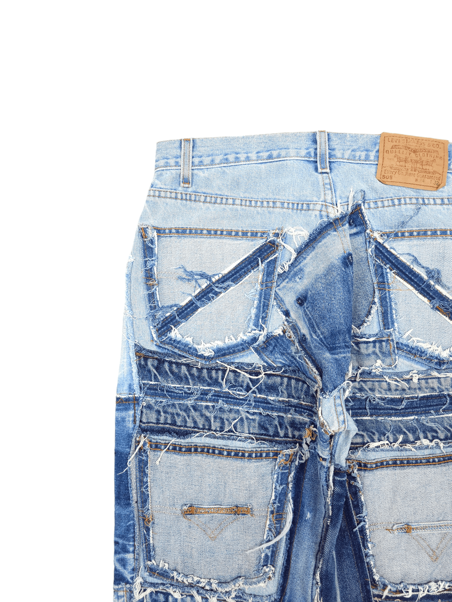 Japanese Brand × Levi's × Vintage 💎 34/32 Vintage Levi’s 505 Custom Patchwork Denim Jeans Size US 34 / EU 50 - 14 Thumbnail