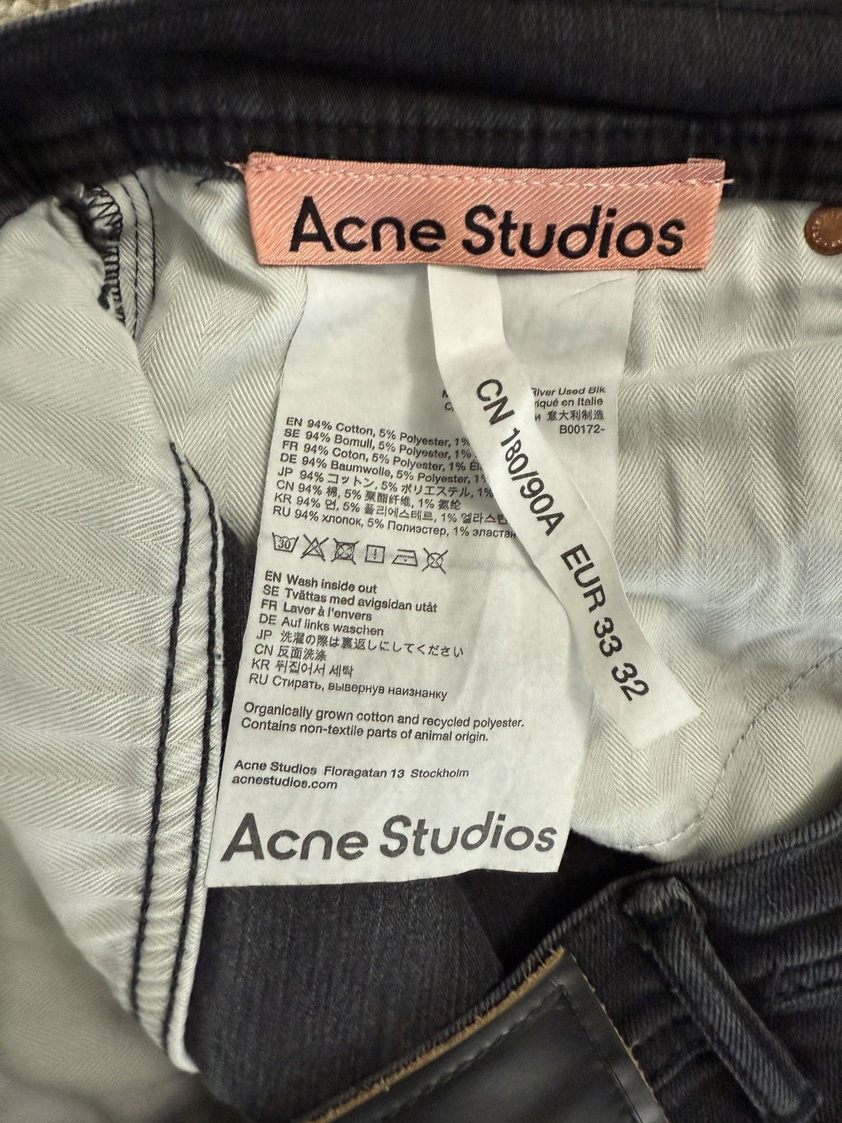 Acne Studios Acne Studios Black Faded Slim Tapered Jeans Size US 33 - 6 Thumbnail