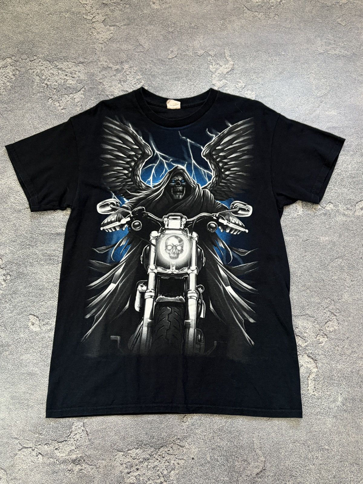 Vintage Vintage Grim Reaper Motorcycle Biker Skeleton T-Shirt Black Size US M / EU 48-50 / 2 - 1 Thumbnail