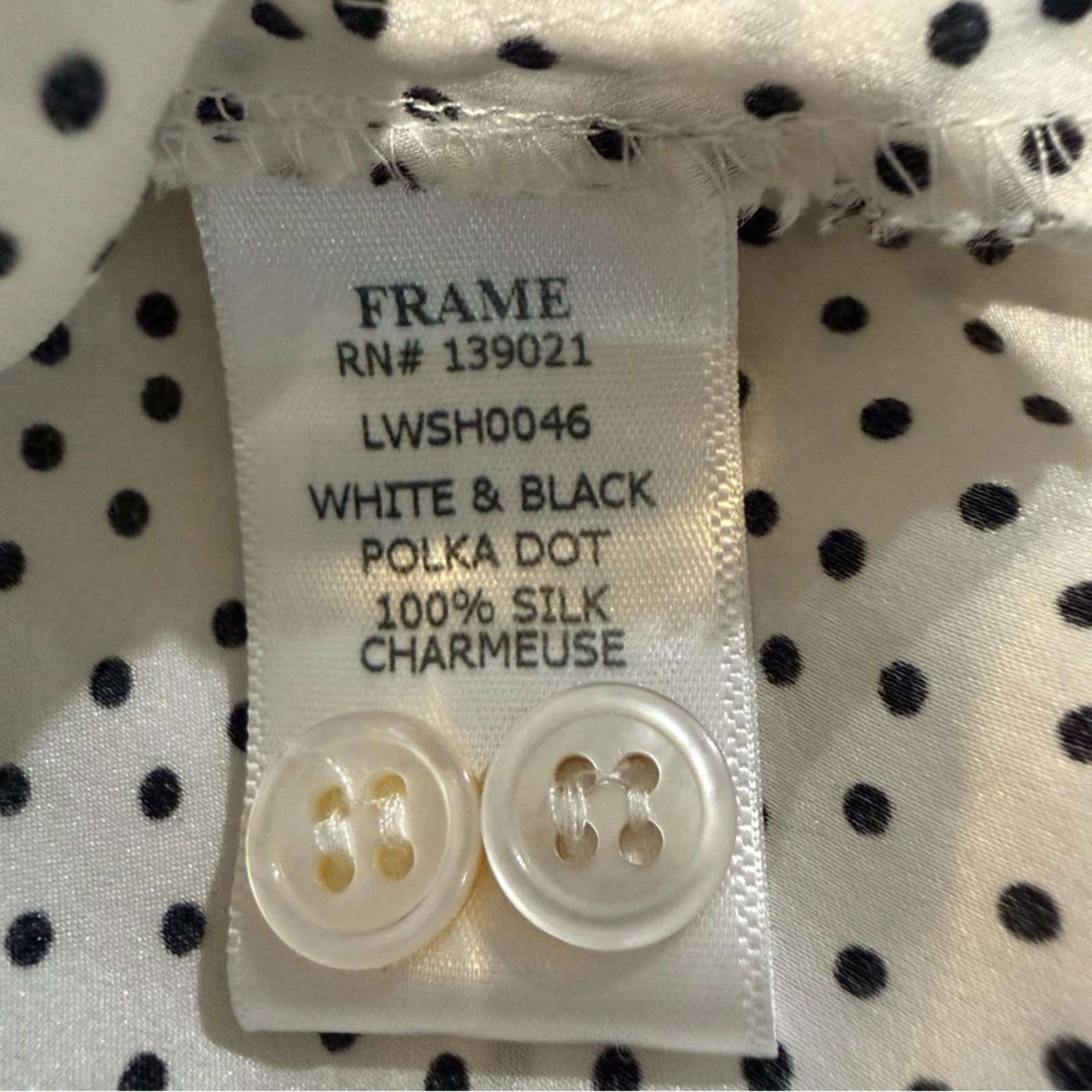 Frame Frame 100% Silk Polka Dot Button Down Blouse Women's Large Size L / US 10 / IT 46 - 5 Thumbnail
