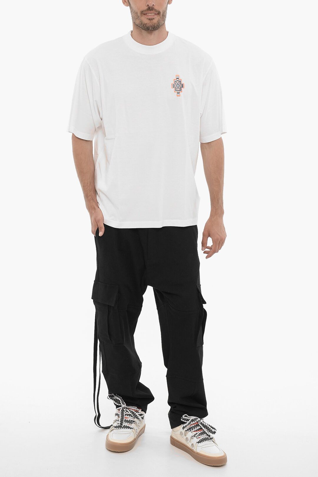Marcelo Burlon og1mm0824 Optical Cross Crewneck T-Shirt in White Size US XL / EU 56 / 4 - 4 Thumbnail