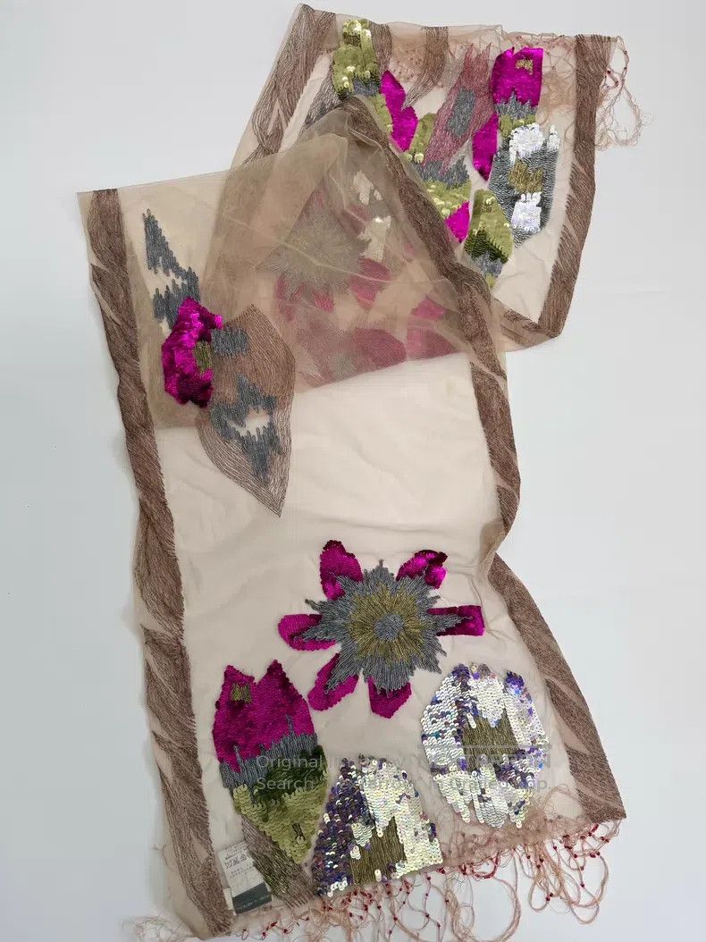 Dries Van Noten DRIES VAN NOTEN Embroidered Silk Scarf Size ONE SIZE - 1 Thumbnail