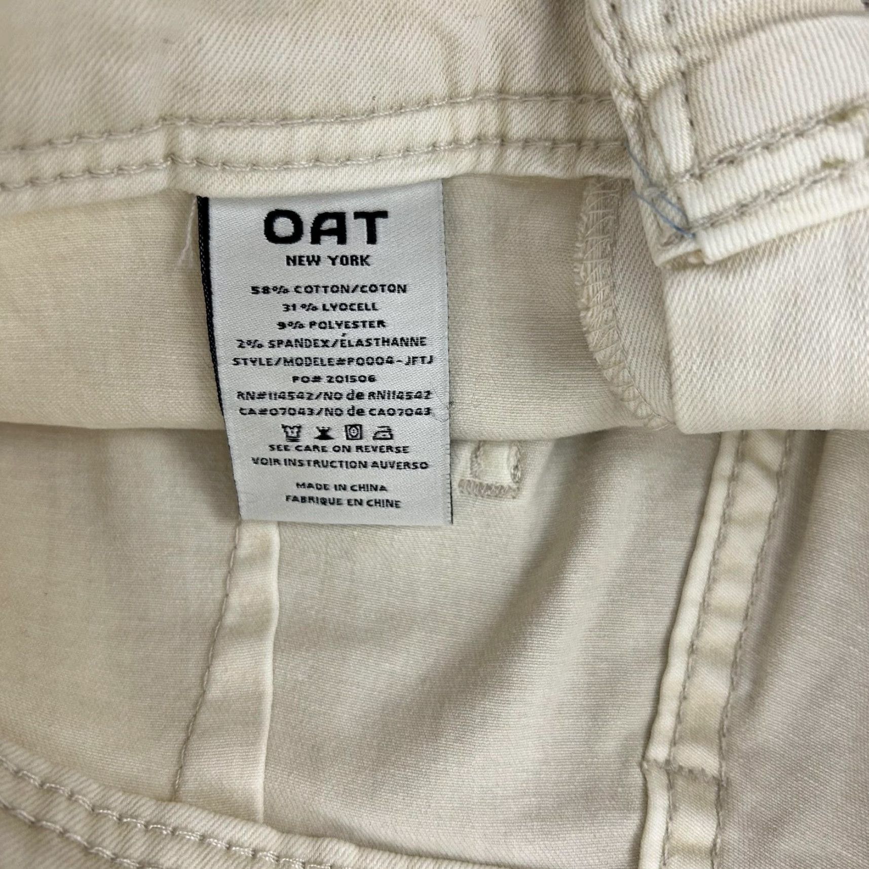 Vintage OAT New York Pants Womens 0/25 Beige High Rise Wide Leg Stretch Twill Chino Shirt? Size 25" / US 0 / IT 36 - 4 Thumbnail