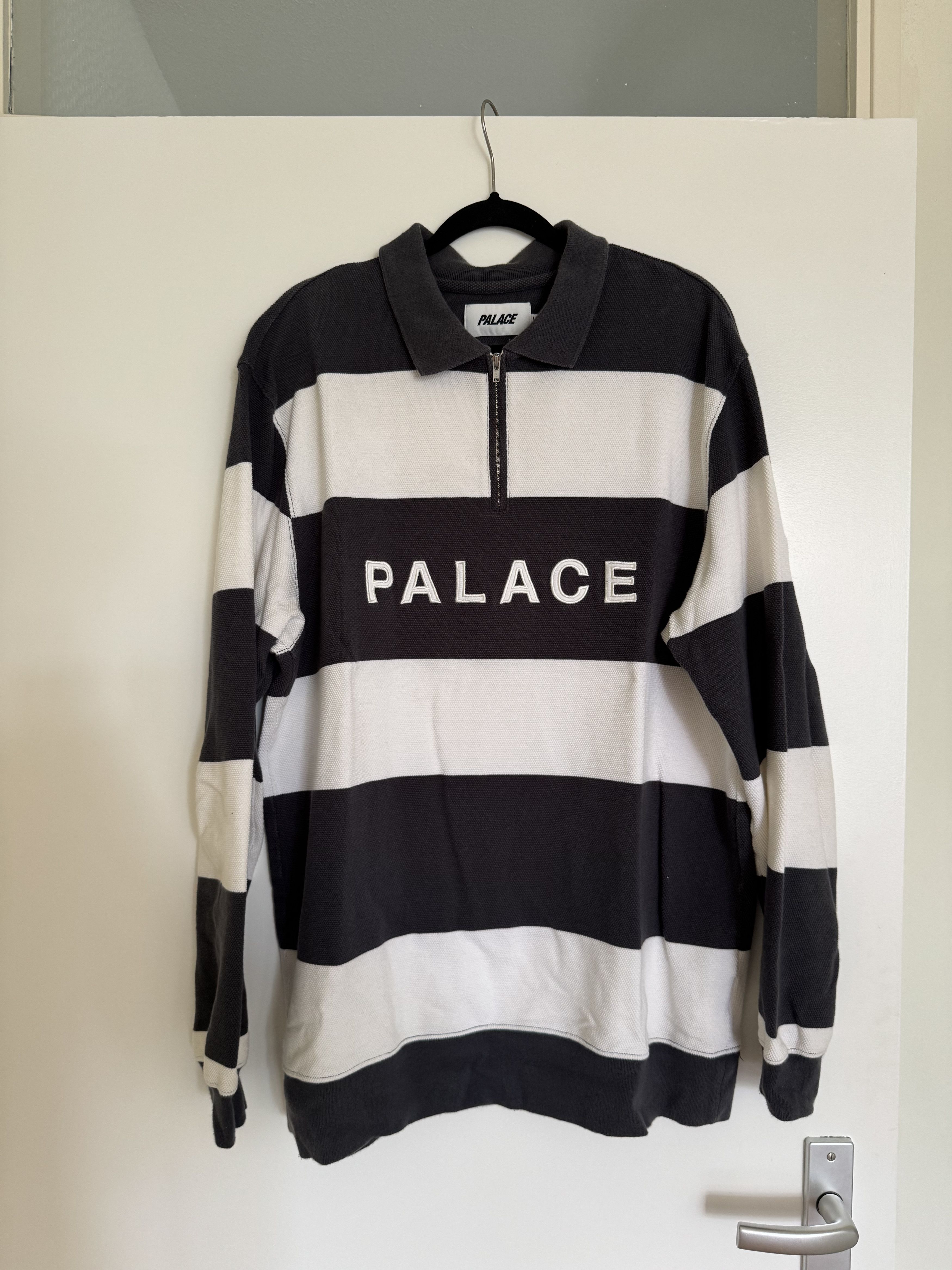 Palace Palace J STRIPE CREW BLACK WHITE Grailed