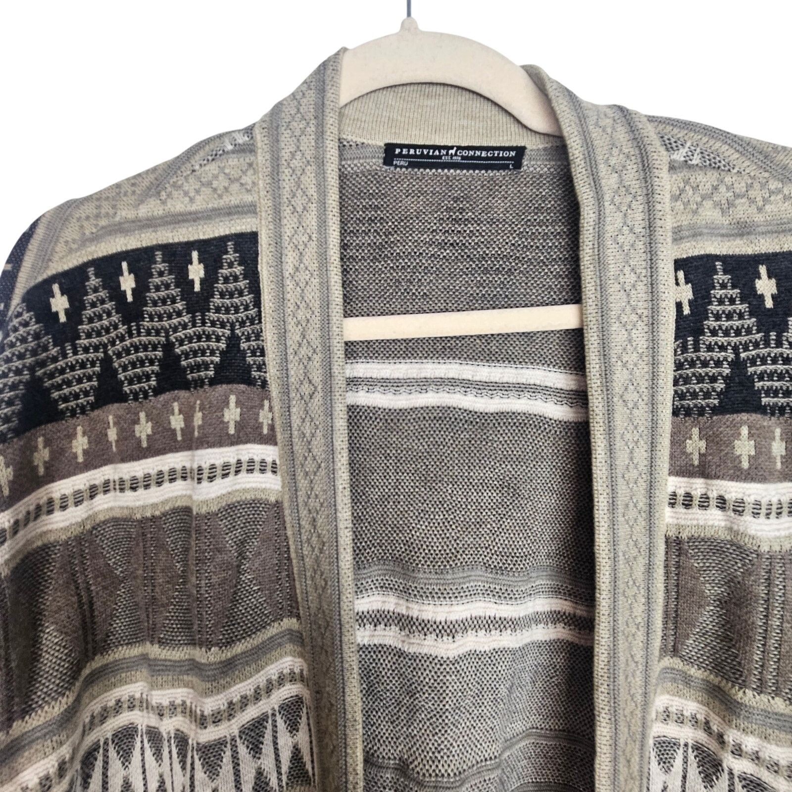 French Connection Peruvian Connection Womens Fair Isle Aztec Cardigan Sweater Size L / US 10 / IT 46 - 2 Thumbnail