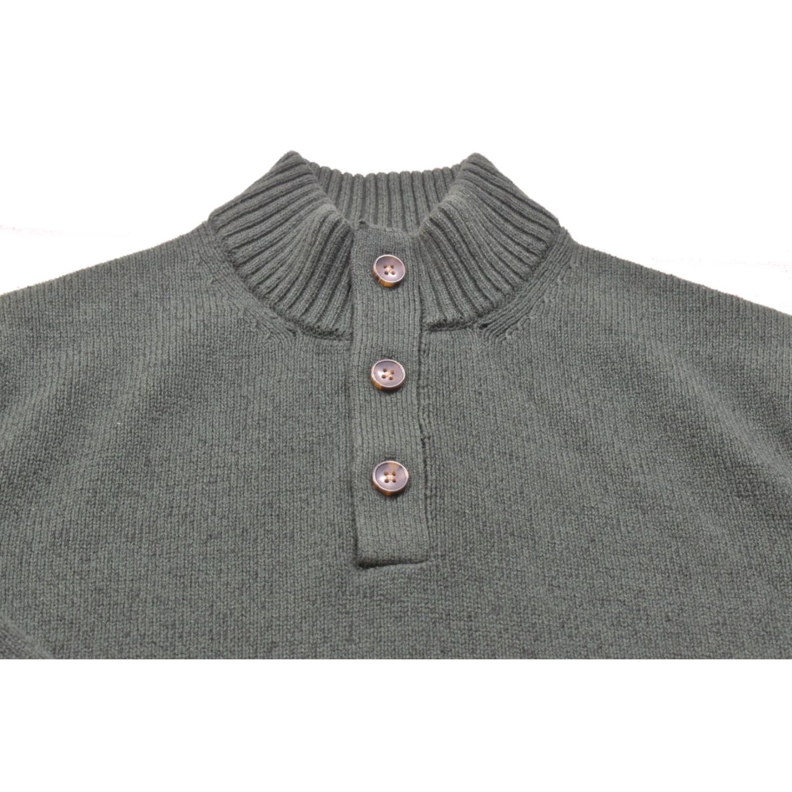 Izod IZOD Men XL Green Quarter Button Mock Neck Sweater Pullover Cotton Blend Knit Long Sleeve Vintage: No Size US XL / EU 56 / 4 - 5 Thumbnail
