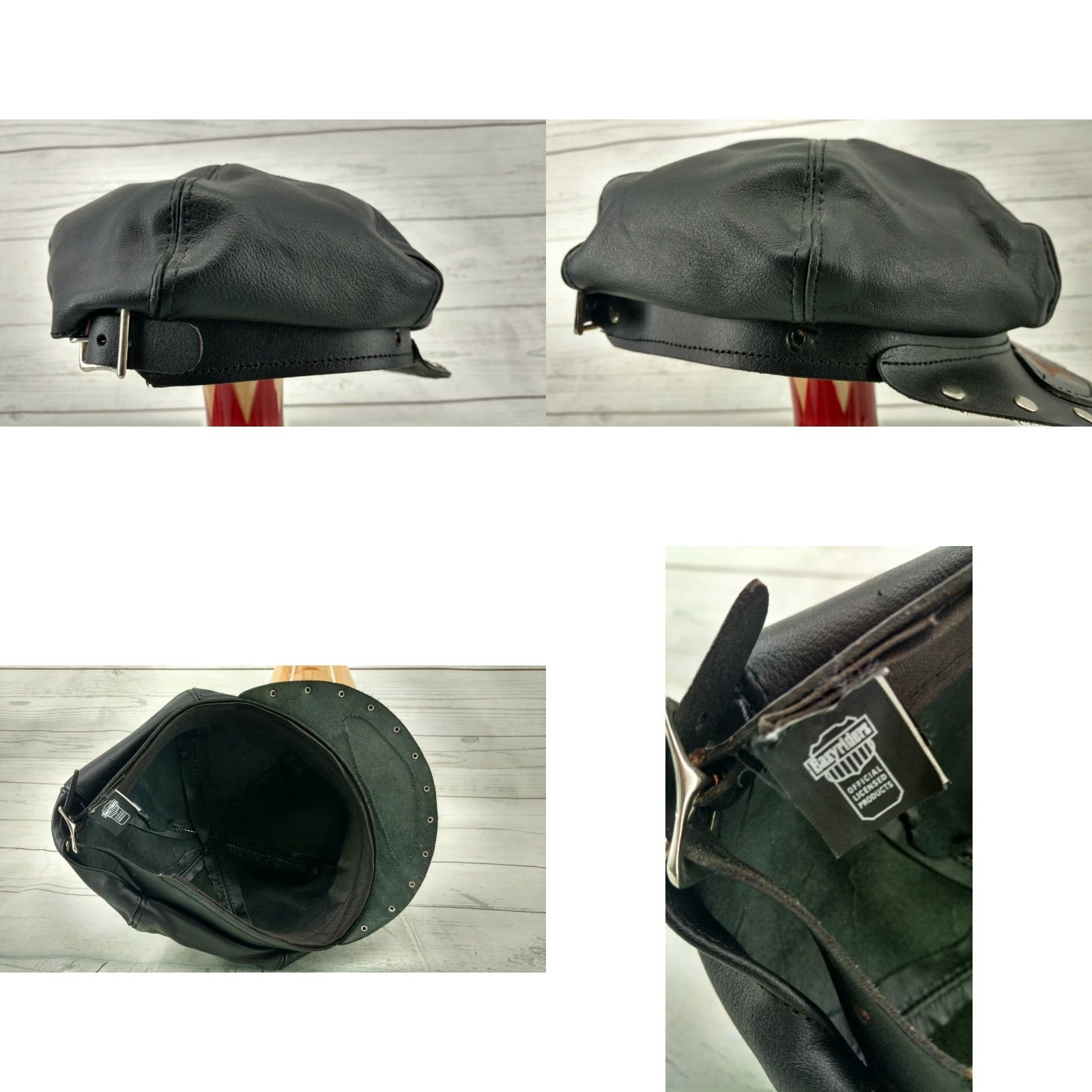 Vintage VINTAGE Easyriders Leather Newboy Cabbie Motorcycle Hat Cap USA Mens Adjustable Black 80s 90s Size ONE SIZE - 8 Thumbnail