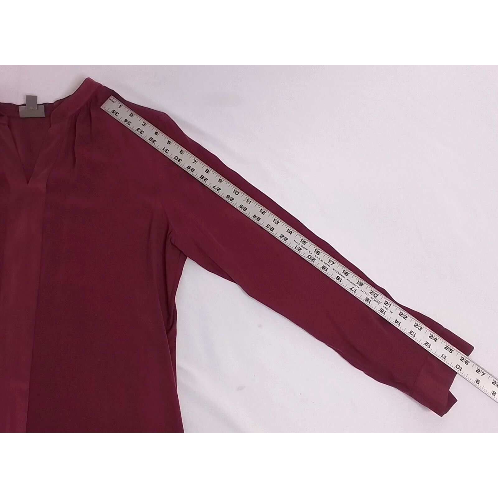 J. Jill J Jill Silk Dress Women's Medium Petite Long Sleeve Burgundy Size M / US 6-8 / IT 42-44 - 9 Thumbnail