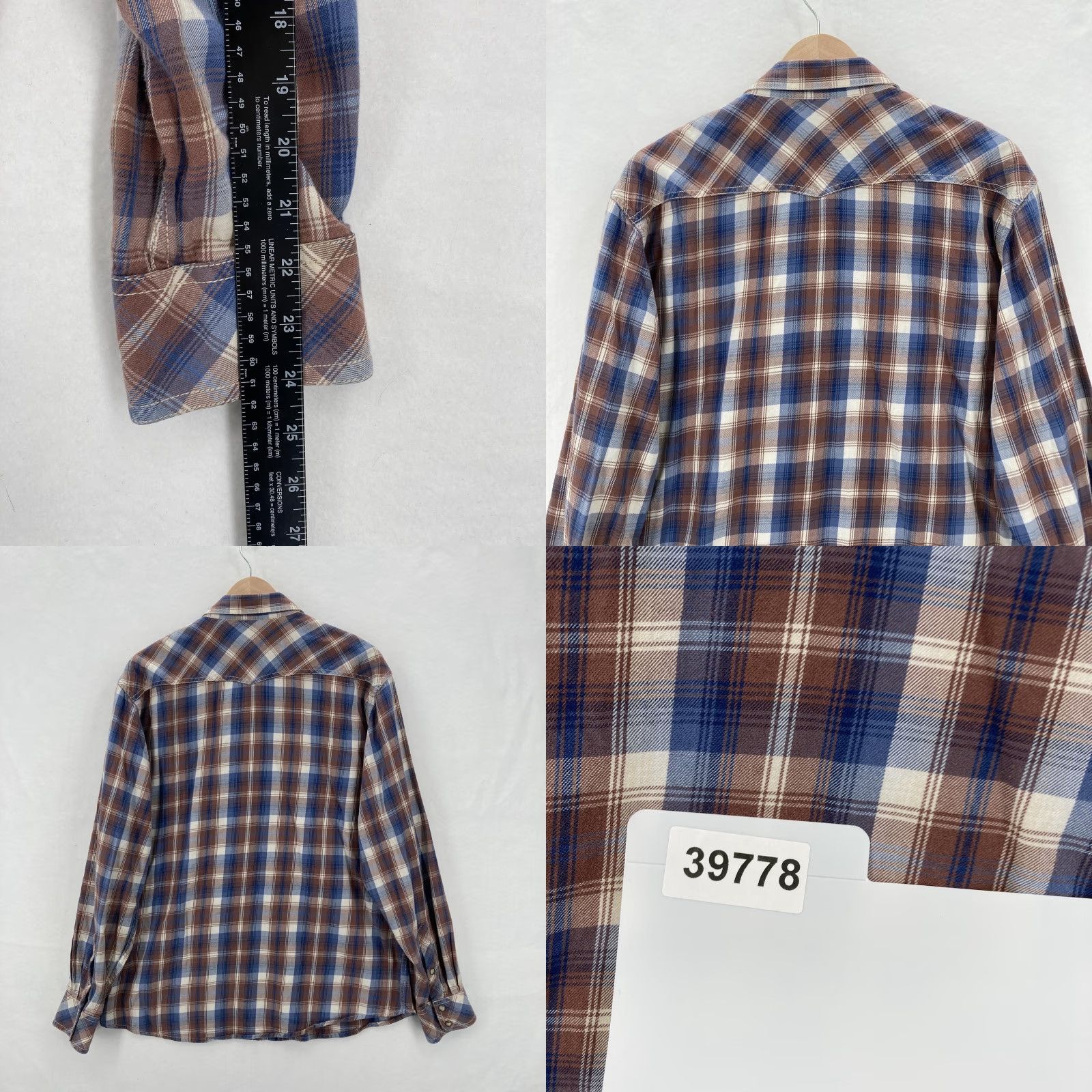 Ariat Ariat Retro Fit Shirt Mens XL Blue Brown Plaid Western Pearl Snap Cowboy Rodeo Size US XL / EU 56 / 4 - 9 Thumbnail
