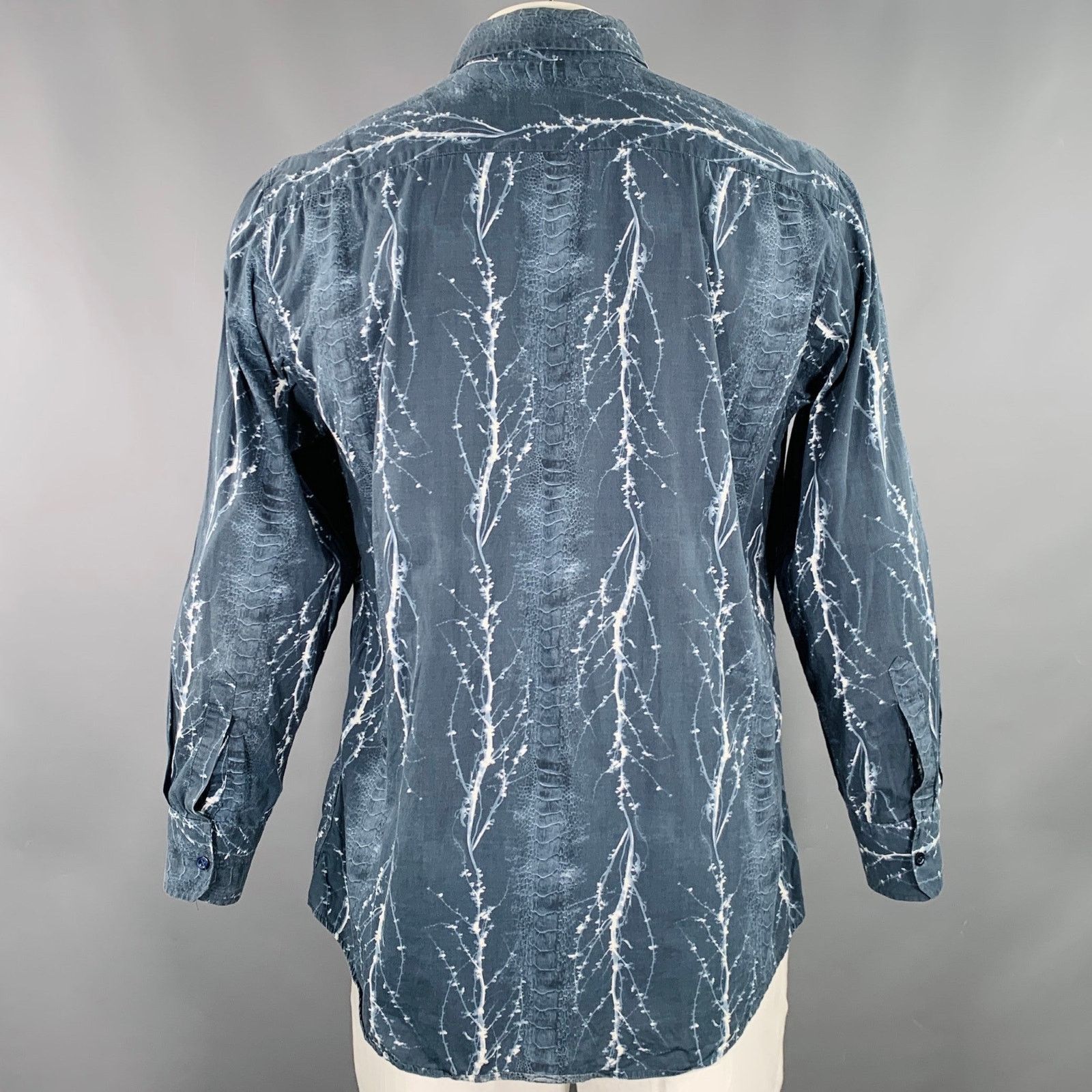 Other Size XL Navy White Abstract Cotton Long Sleeve Shirt Size US XL / EU 56 / 4 - 4 Thumbnail