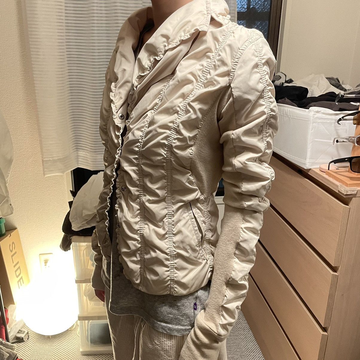 Issey Miyake ISSEY MIYAKE PLEATS JACKET IVORY BEIGE RARE Size L / US 10 / IT 46 - 10 Thumbnail