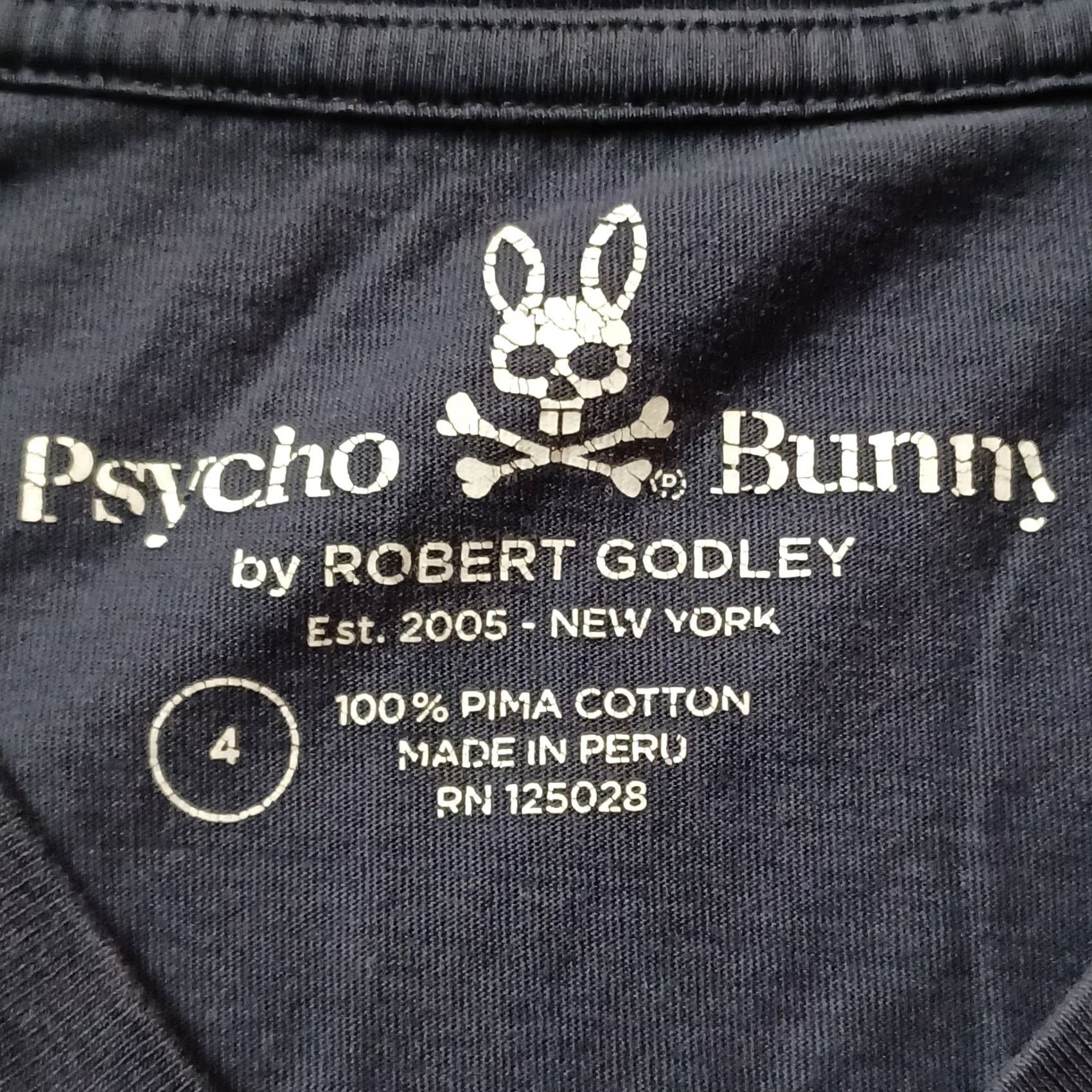 Psycho Bunny Psycho Bunny Tee Mens 4 Medium Navy Logo Short Sleeve V-Neck T-Shirt Blue Cotton Knit Size US M / EU 48-50 / 2 - 2 Thumbnail