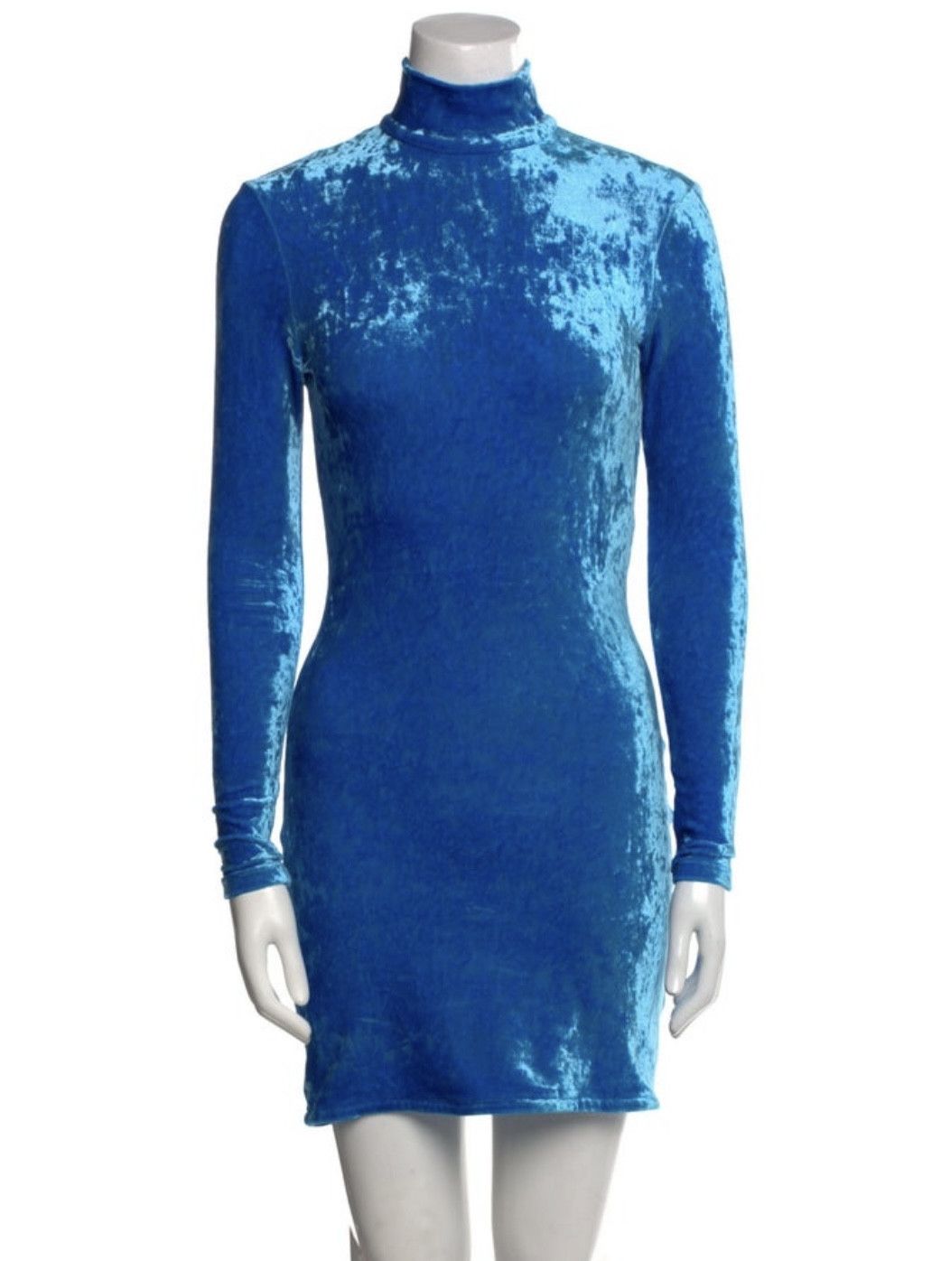 Balenciaga Velvet Turtleneck Mini Dress NWT Cyclades Blue Size M / US 6-8 / IT 42-44 - 12 Thumbnail