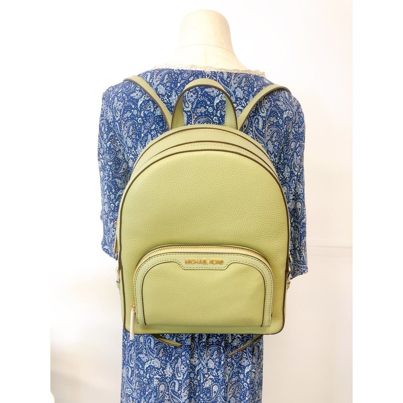 Michael Kors 35S2G8TB2L Jaycee M Leather Backpack LIGHT SAGE