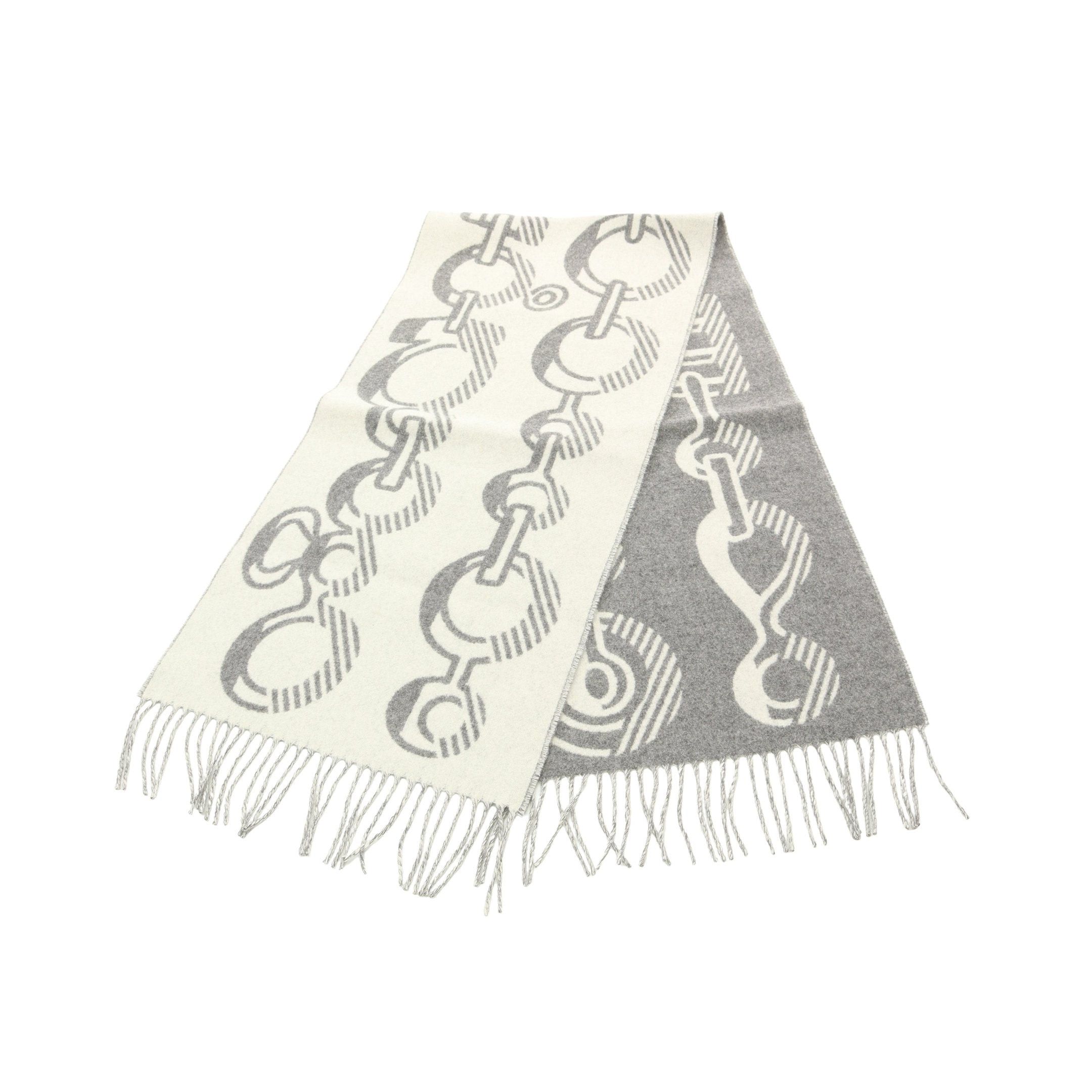 Hermes Hermes Training Buckle Scarf Cashmere Light Gray Size ONE SIZE - 1 Thumbnail