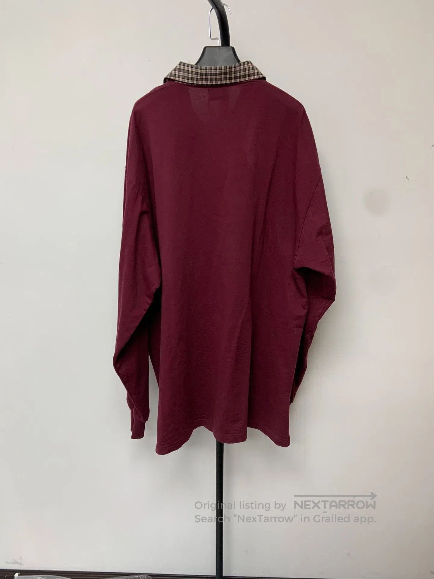 Balenciaga Balenciaga Men's Solid Plaid Collar Long-Sleeve Polo. Size US M / EU 48-50 / 2 - 2 Thumbnail