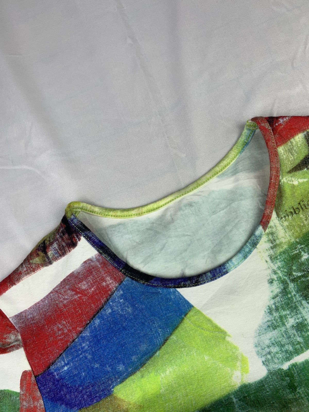 Japanese Brand 2000s Ferrat Due Multicolor Flag Graphic Fitted Elastic Top Size L / US 10 / IT 46 - 7 Thumbnail