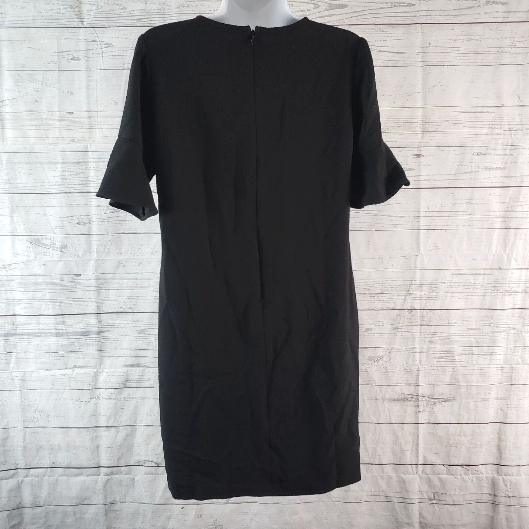 Loft LOFT Ann Taylor Womens Dress Size 4P Solid Black Half Sleeve Shift Short Dress Length 33" Zipper Pocketless (Petites) Womens Size S / US 4 / IT 40 - 4 Thumbnail