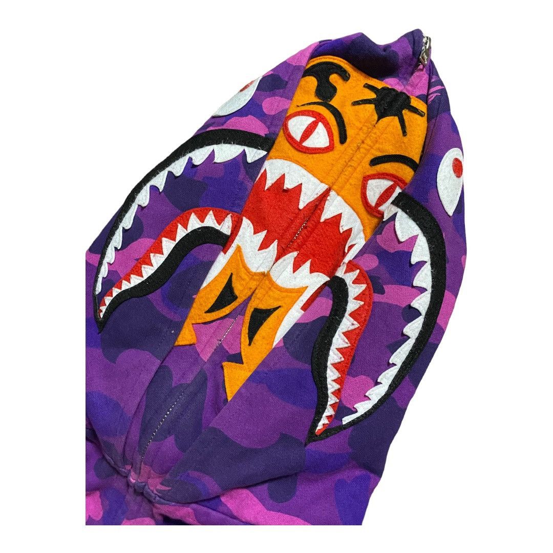 BAPE Double Shark / Tiger Full Zip Hoodie Purple camo